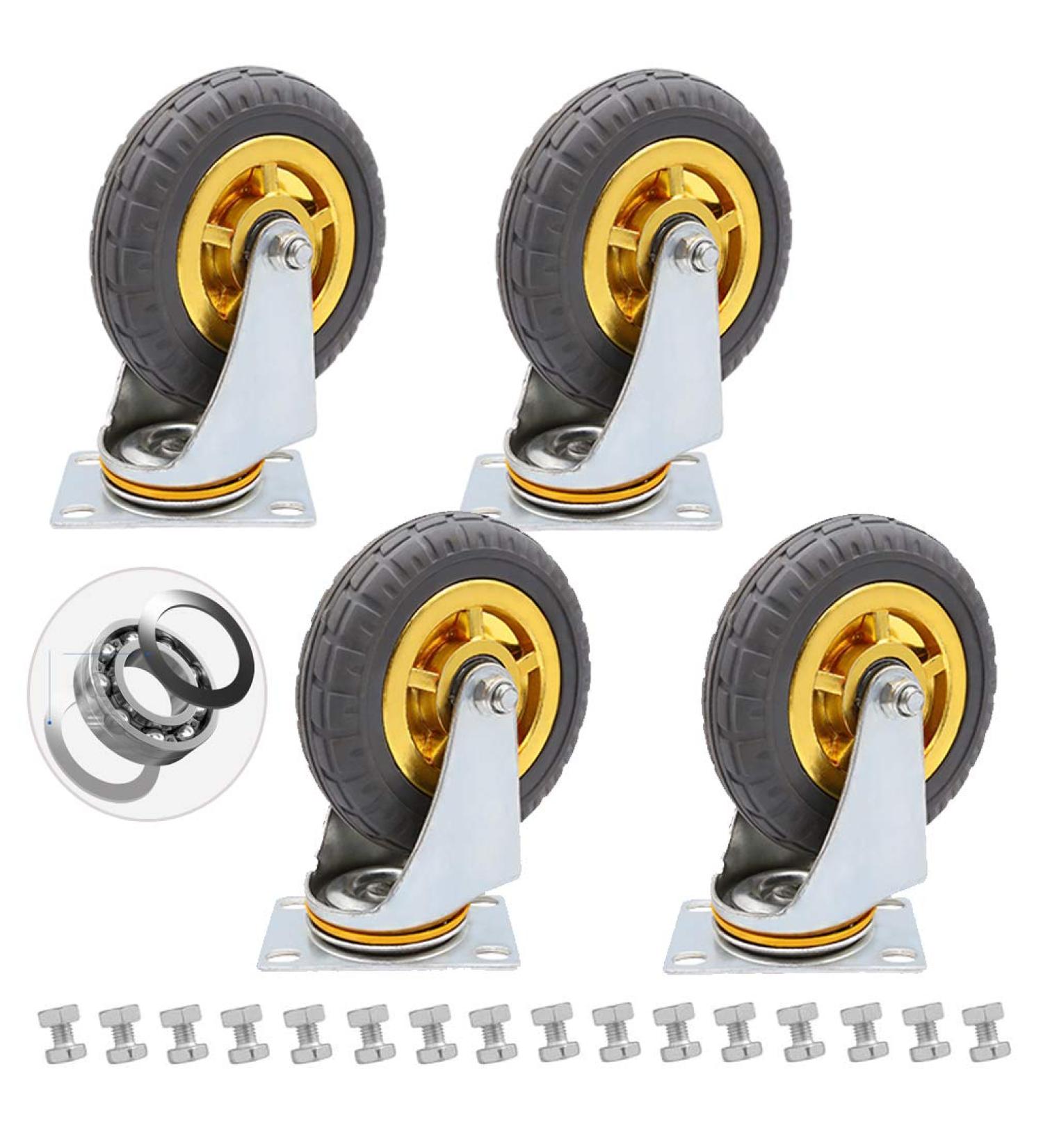 Threaded Shaft Swivel Castors Ball Castors Lockable Bearing with Brake Swivel Casters for Furniture and Workbench Set of 4 Load 400KG(4swivel 5inch) - Buy Online on GoSupps.com