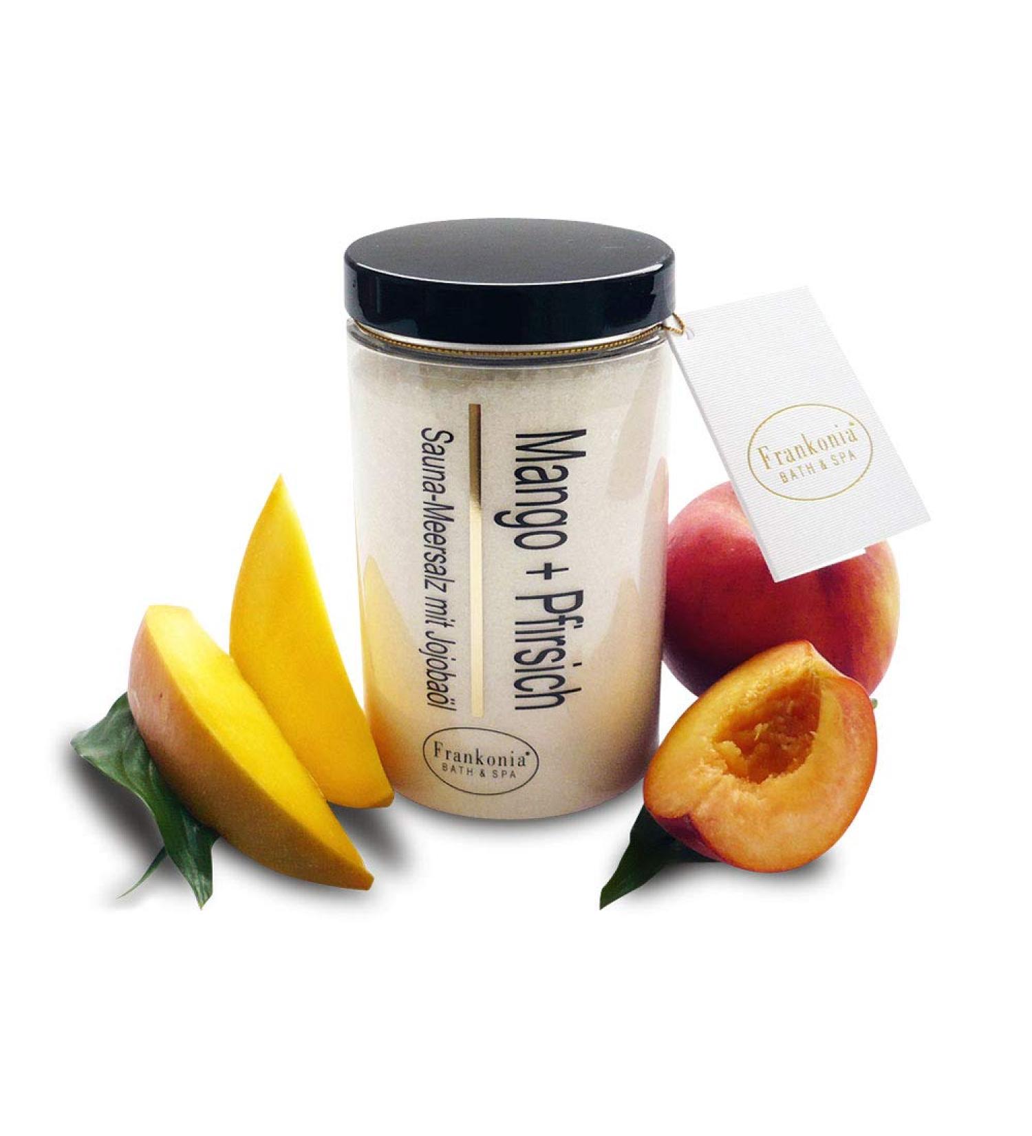 Frankonia Bath & Spa Sauna Salz Peeling - Mango Peach 400g | Vegan Sea Salt Body Scrub with Jojoba Oil & Vitamin E | Paraben-Free Shower & Body Peeling for All Skin Types - Buy Online on GoSupps.com