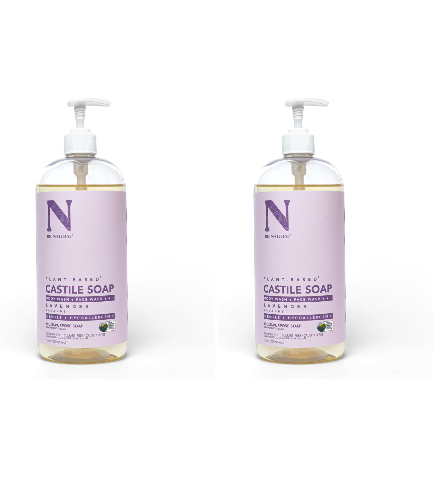 Dr. Natural Castile Liquid Soap Lavender 32 oz - Plant-Based - Made with Organic Shea Butter - Rich in Coconut and Olive Oils - Sulfate and Paraben-Free Cruelty-Free - Multi-Purpose Soap Lavender 32 Fluid Ounces (Pack of  - Buy Online on GoSupps.com