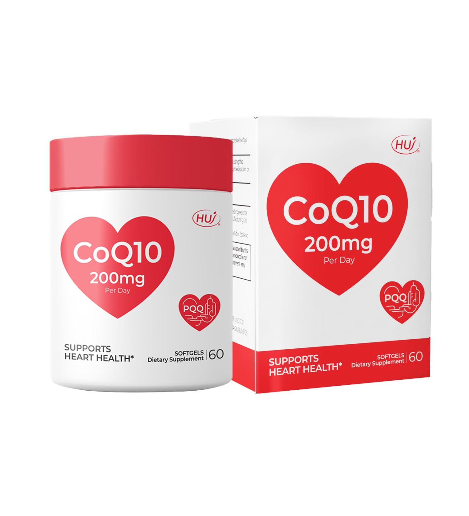 HUJ CoQ10 with Red Ginseng Formula - Heart Health & Energy Production Support with Coenzyme Q10 Red Ginseng Extract Vitamin E & PQQ - 60 Softgels - Buy Online on GoSupps.com