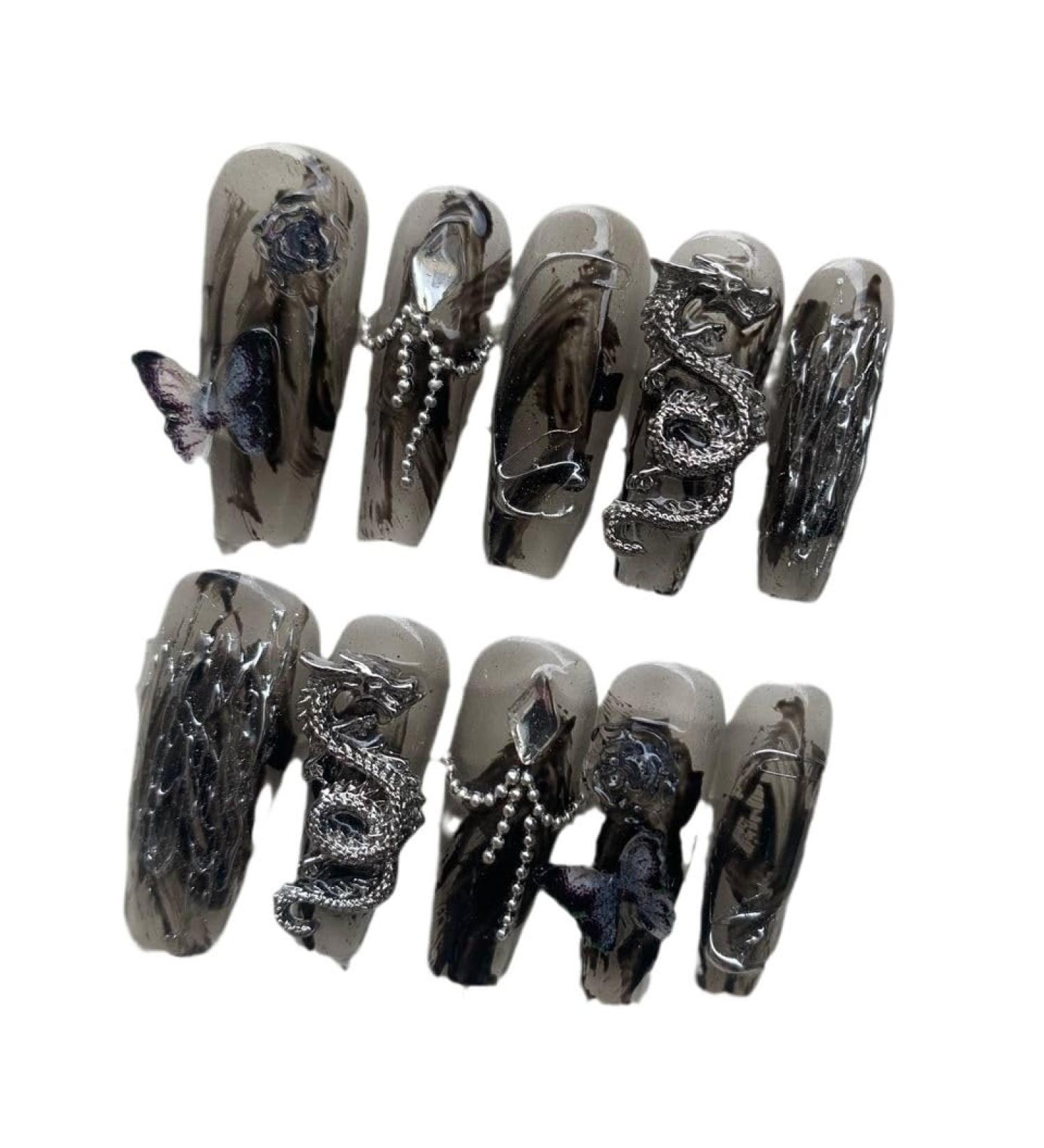 Handmade Nail Wearing Chinese Style Nail Beauty Dragon's Descendants: Fake Nail and Patch Nail Enhancement (Size : XS) - Buy Online on GoSupps.com