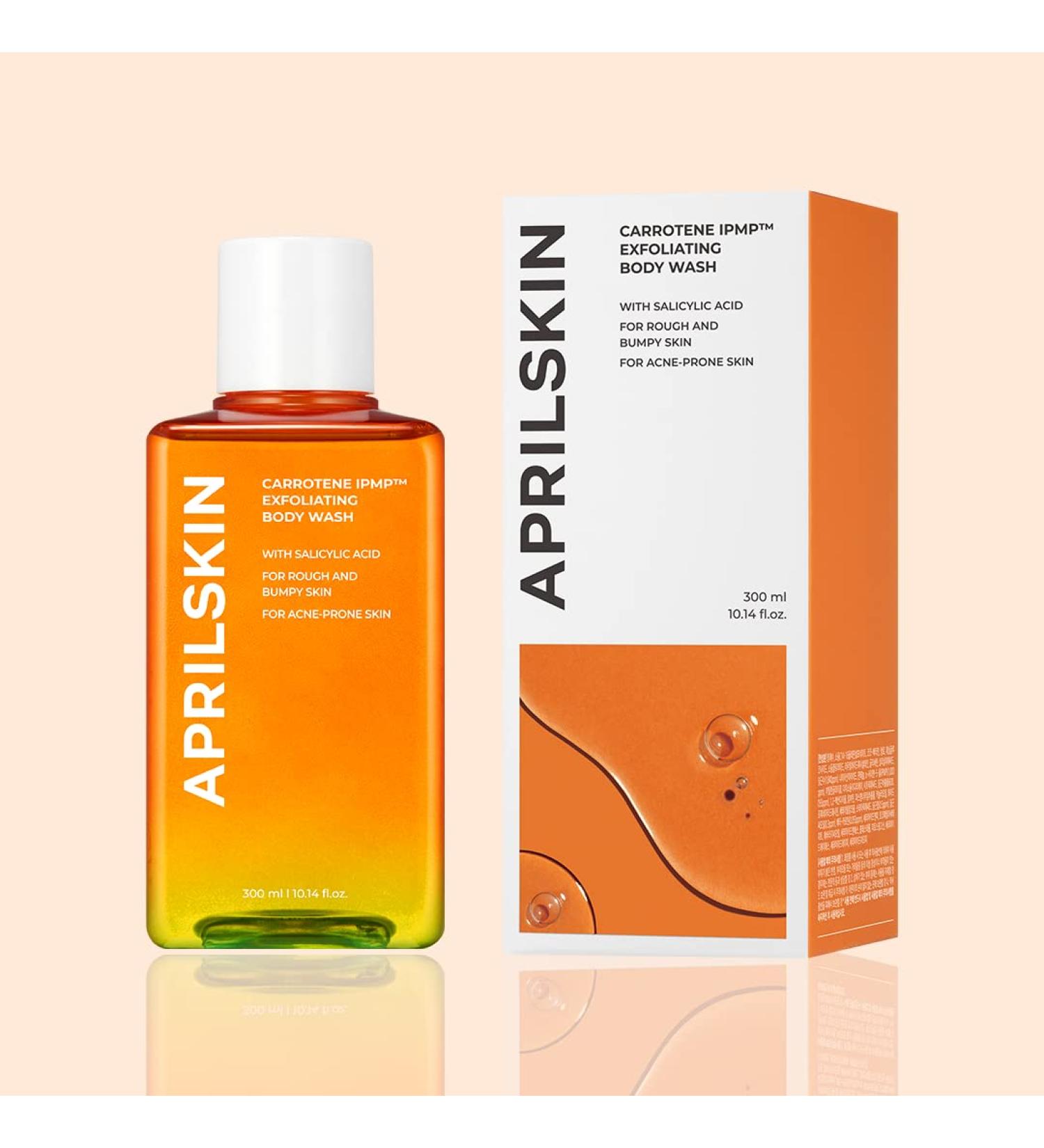 Aprilskin Carrotene IPMP Exfoliating Body Wash | Salicylic Acid for Rough Skin & Body Acne | Niacinamide & Ceramides for Keratosis Pilaris | Non-Comedogenic Vegan Formula | Low pH | Cruelty-Free - Buy Online on GoSupps.com