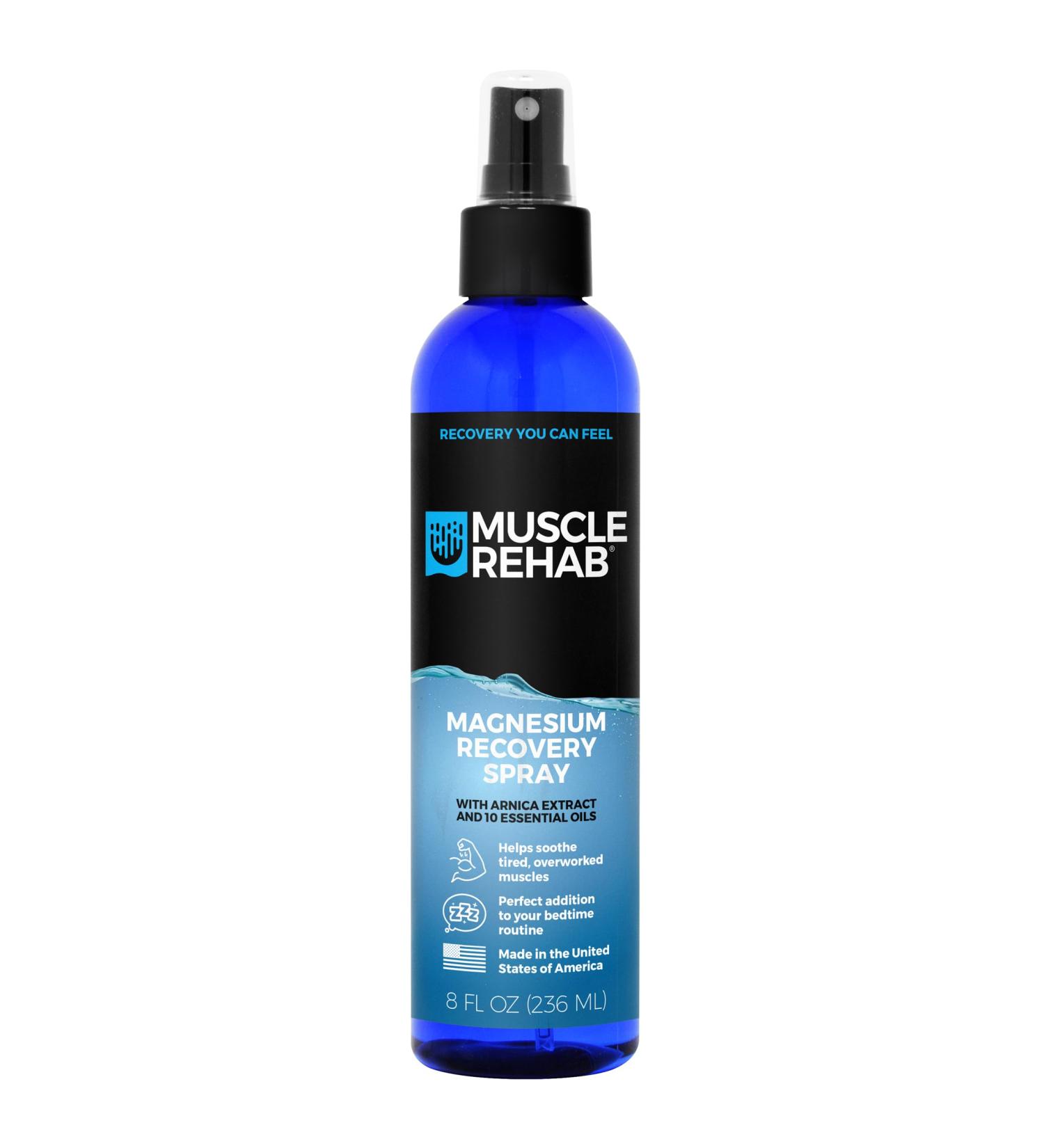 Muscle Rehab Magnesium Spray with Arnica & Natural Essential Oils: Zechstein Oil for Sports Recovery, Muscle Relief, Sleep & Relaxation, Non-Greasy Magnesium Oil on Feet Mist, 8oz - Buy Online on GoSupps.com