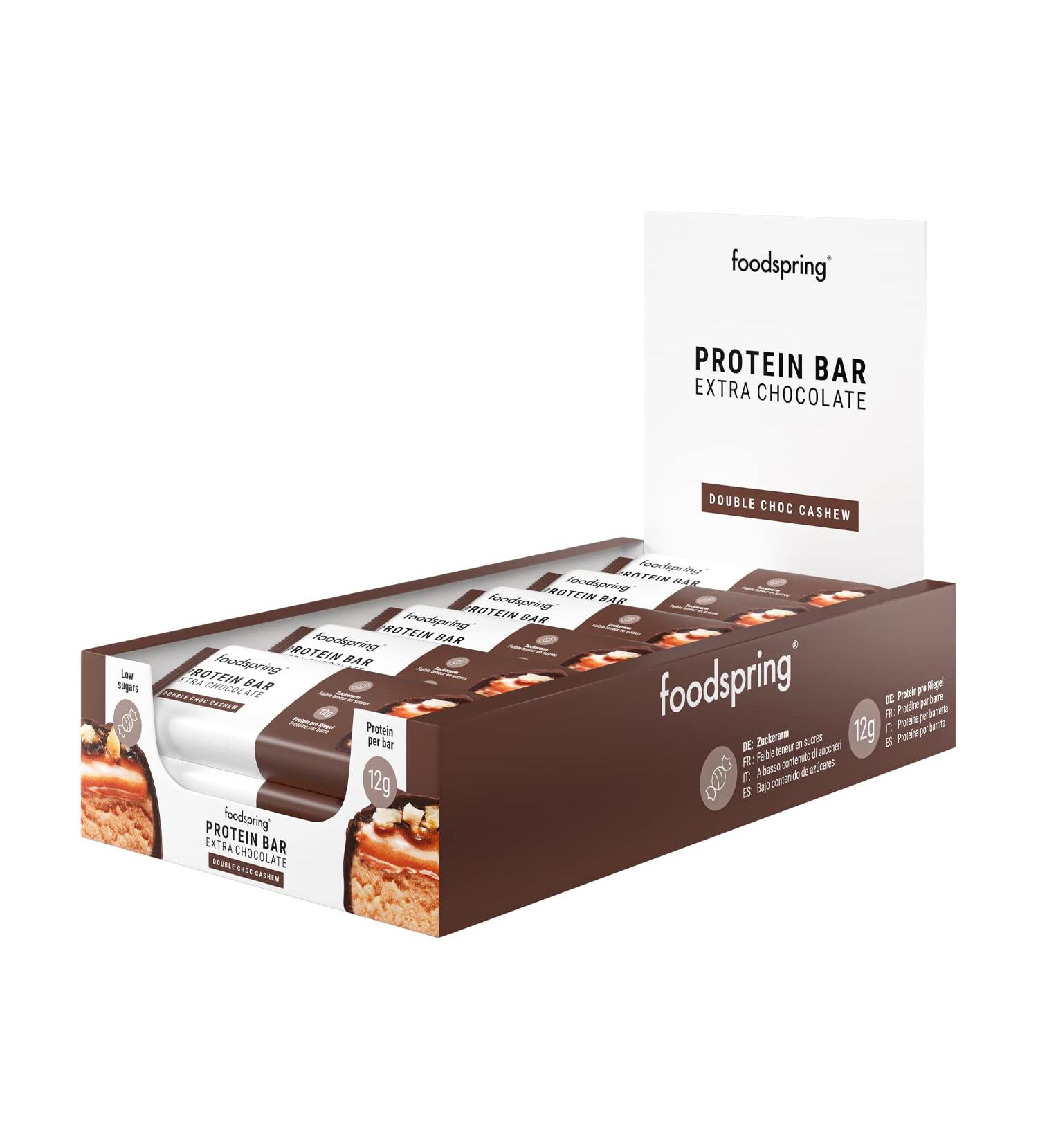 foodspring Double Chocolate Cashew Protein Bar - 13g Protein, No Added Sugar, Nutritious Snack - 45g - Buy Online on GoSupps.com