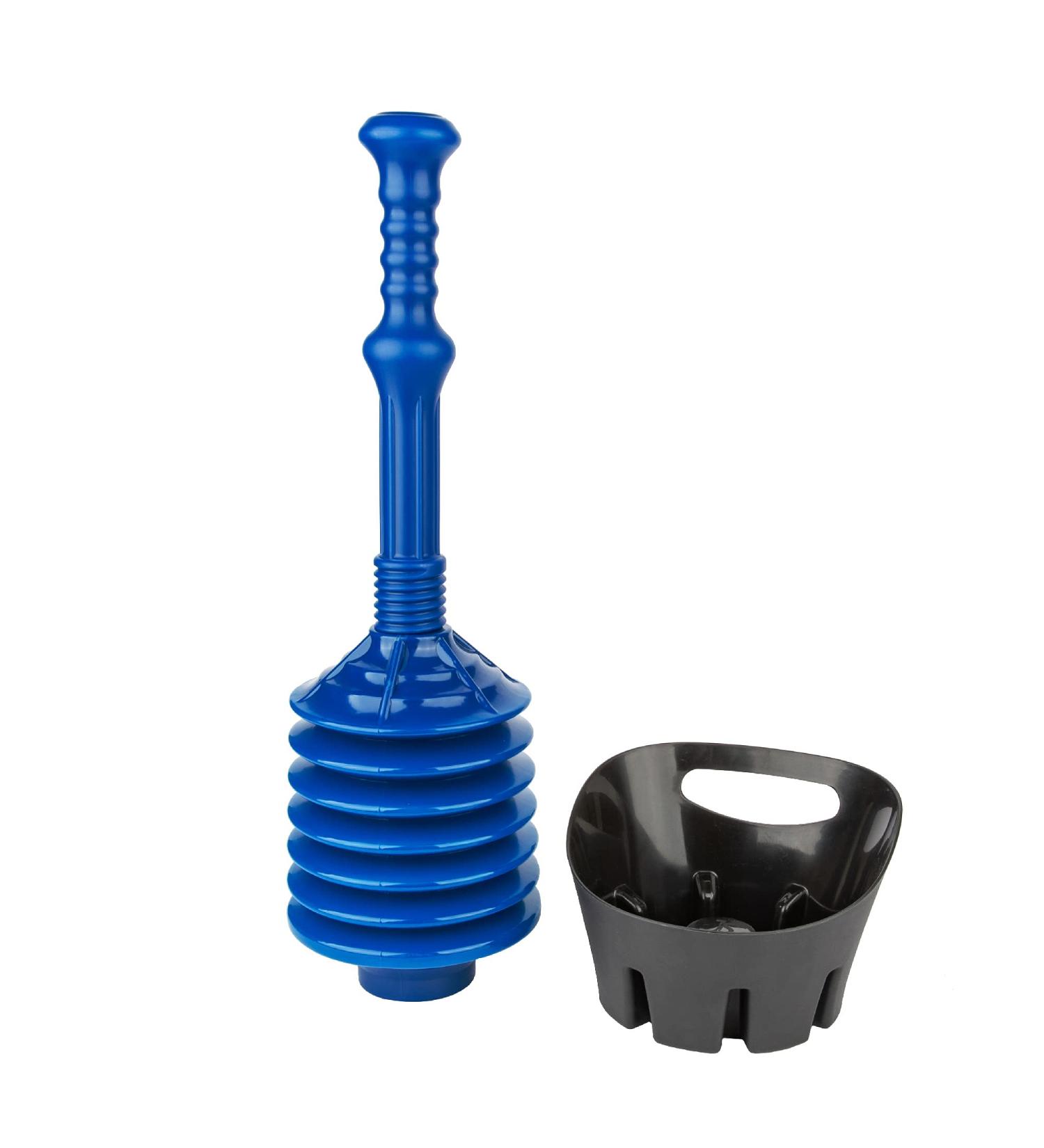 JS Jackson Supplies Blue Bellows Accordion Toilet Plunger with Black Storage Tray - Buy Online on GoSupps.com