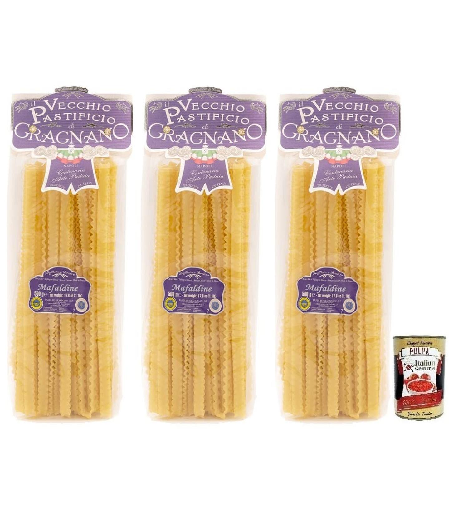  Italian Gourmet E.R. Il Vecchio Pastificio di Gragnano Pasta Mafaldine Set of 3 IGP Gragnano pasta made from high-quality durum wheat semolina 500 g + box of 400 g - Buy Online on GoSupps.com