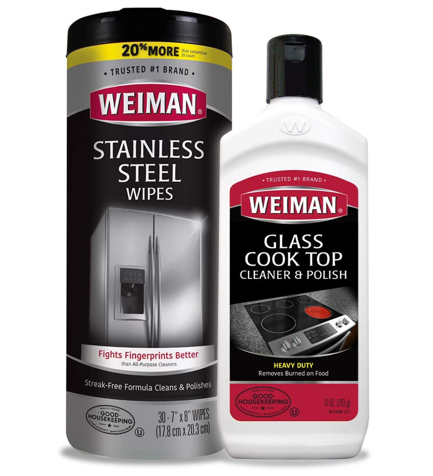 Weiman Heavy Duty Cooktop Polish & Stainless Steel Wipes - Kitchen Appliance Cleaning Kit - Buy Online on GoSupps.com