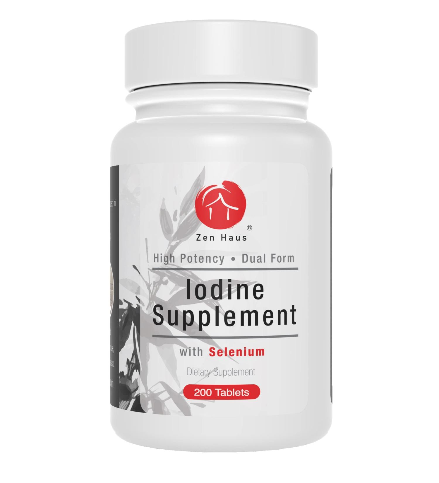Zen Haus High Potency Iodine Supplement with Selenium - 200 Tablets for Thyroid & Immune Support - Buy Online on GoSupps.com