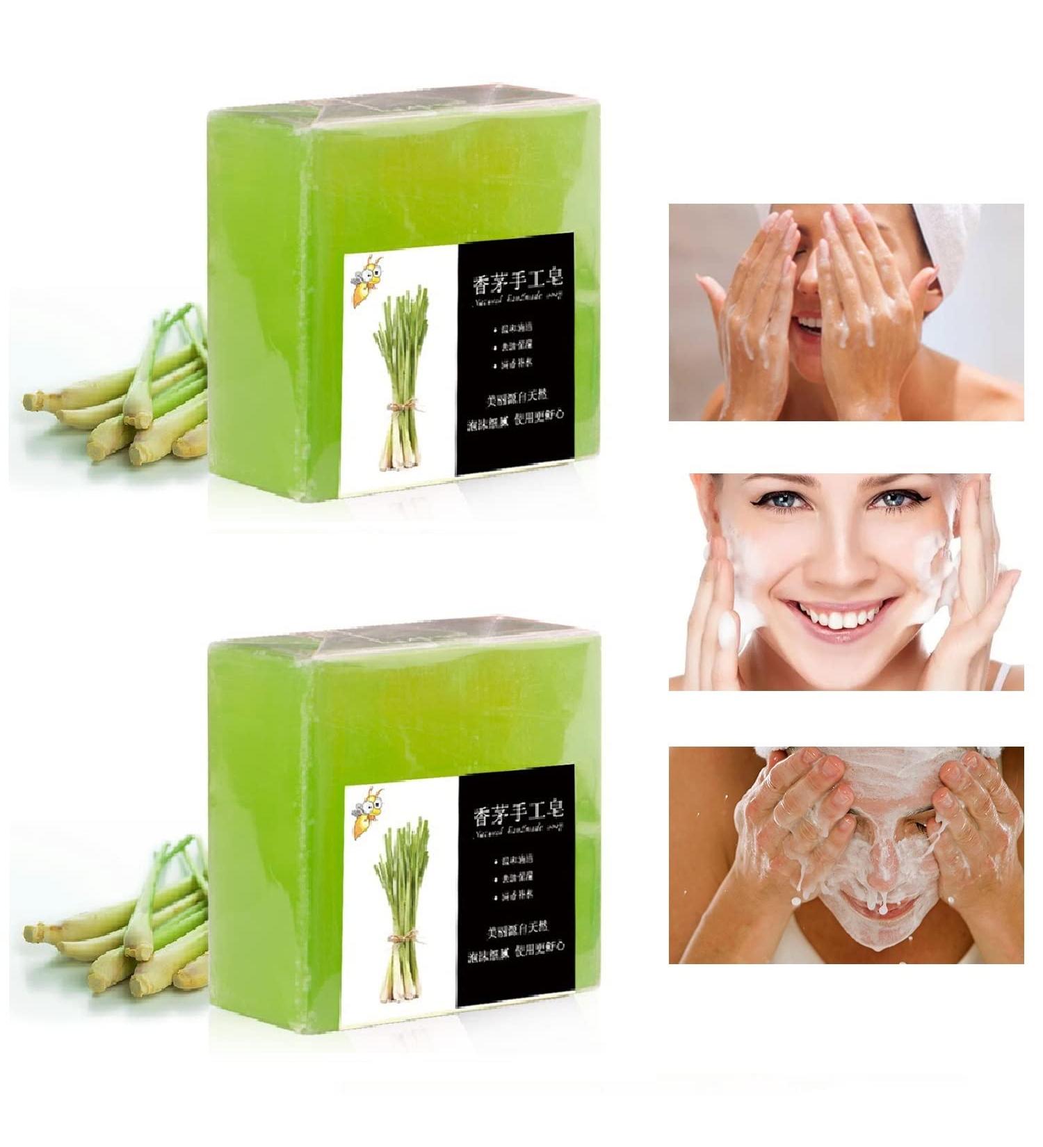 OUKPANE 2Pcs Citronella Soap - Natural Lemongrass Body Wash Bar for Body & Facial Skin - Buy Online on GoSupps.com