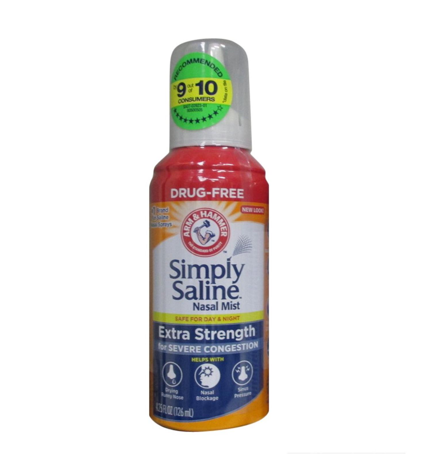 ARM & Hammer Simply Saline Extra Strength Severe Congestion 4.25 Fl Oz (Pack of 2)