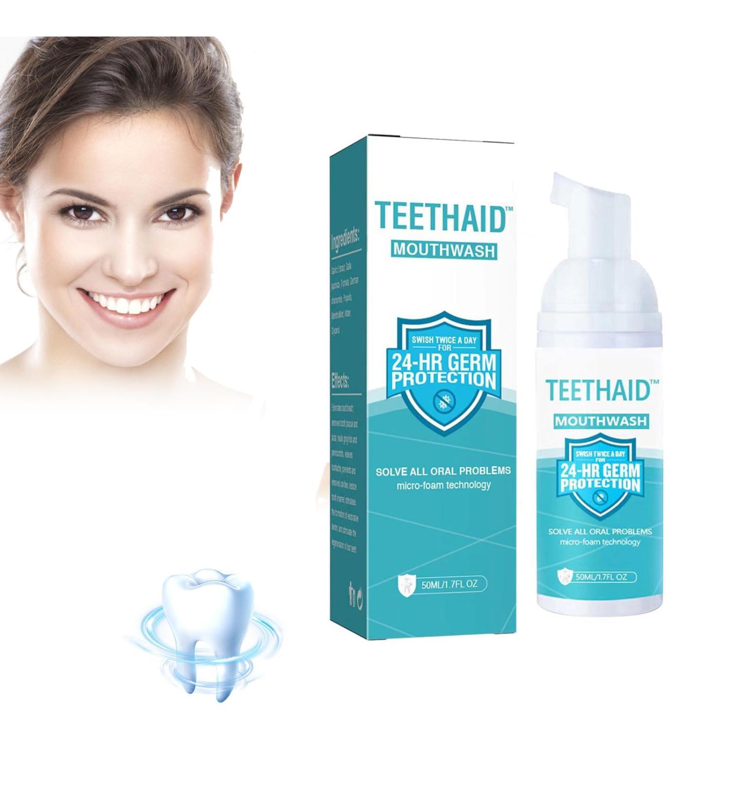 Teethaid Mouthwash | Tooth Whitening Booster & Bad Breath Eliminator | 50ml Oral Care Solution - Buy Online on GoSupps.com