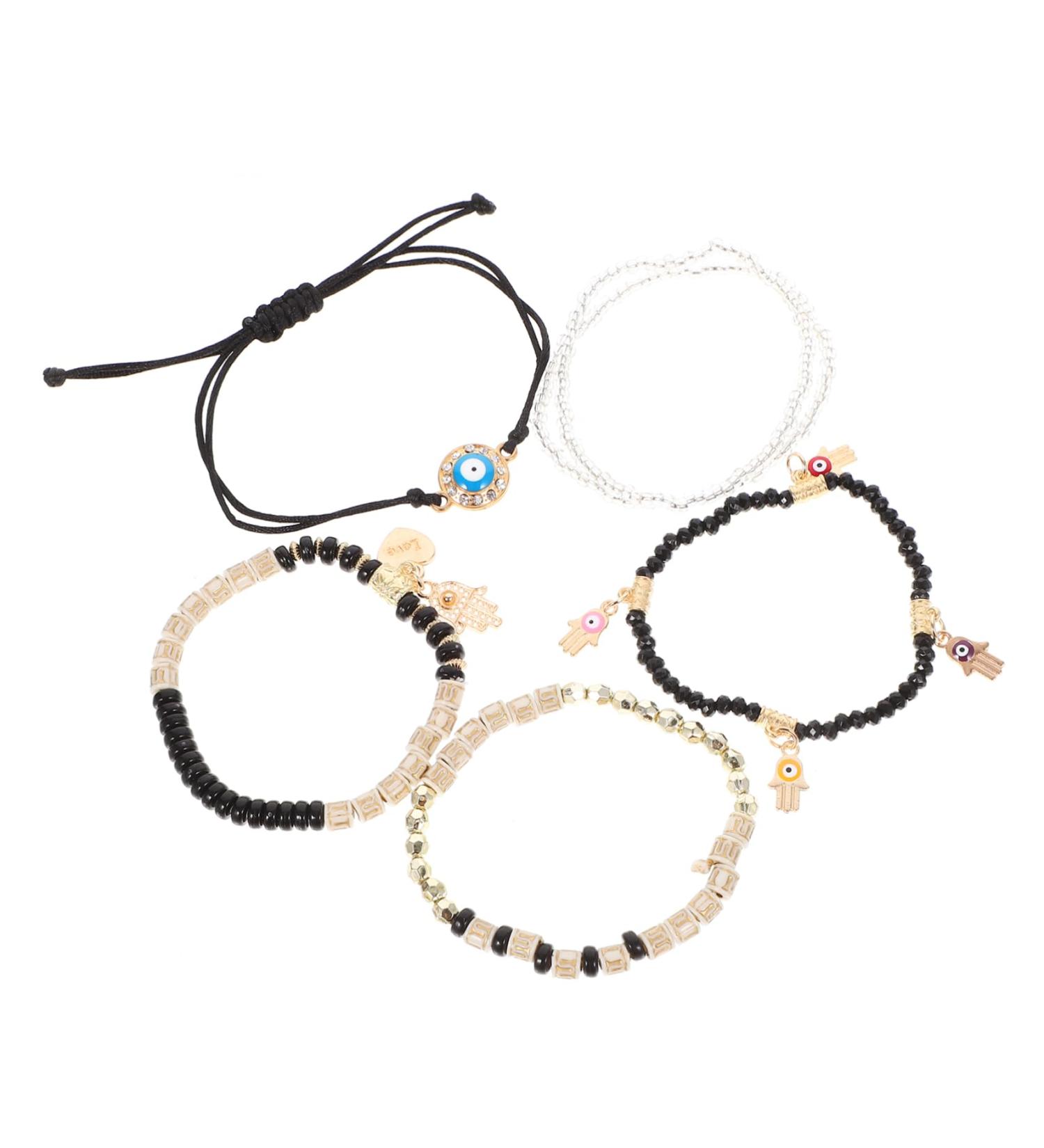DIYEAH 6pcs Beaded Bracelet The Gift Trendy Gifts Lockets Boho Gifts Boho Decor Handmade Bracelet Vintage Bracelet Charm Bracelets Portable Combination Accessories Decorate Travel Pendant 6.50X6.50X0.50CM Black - Buy Online on GoSupps.com
