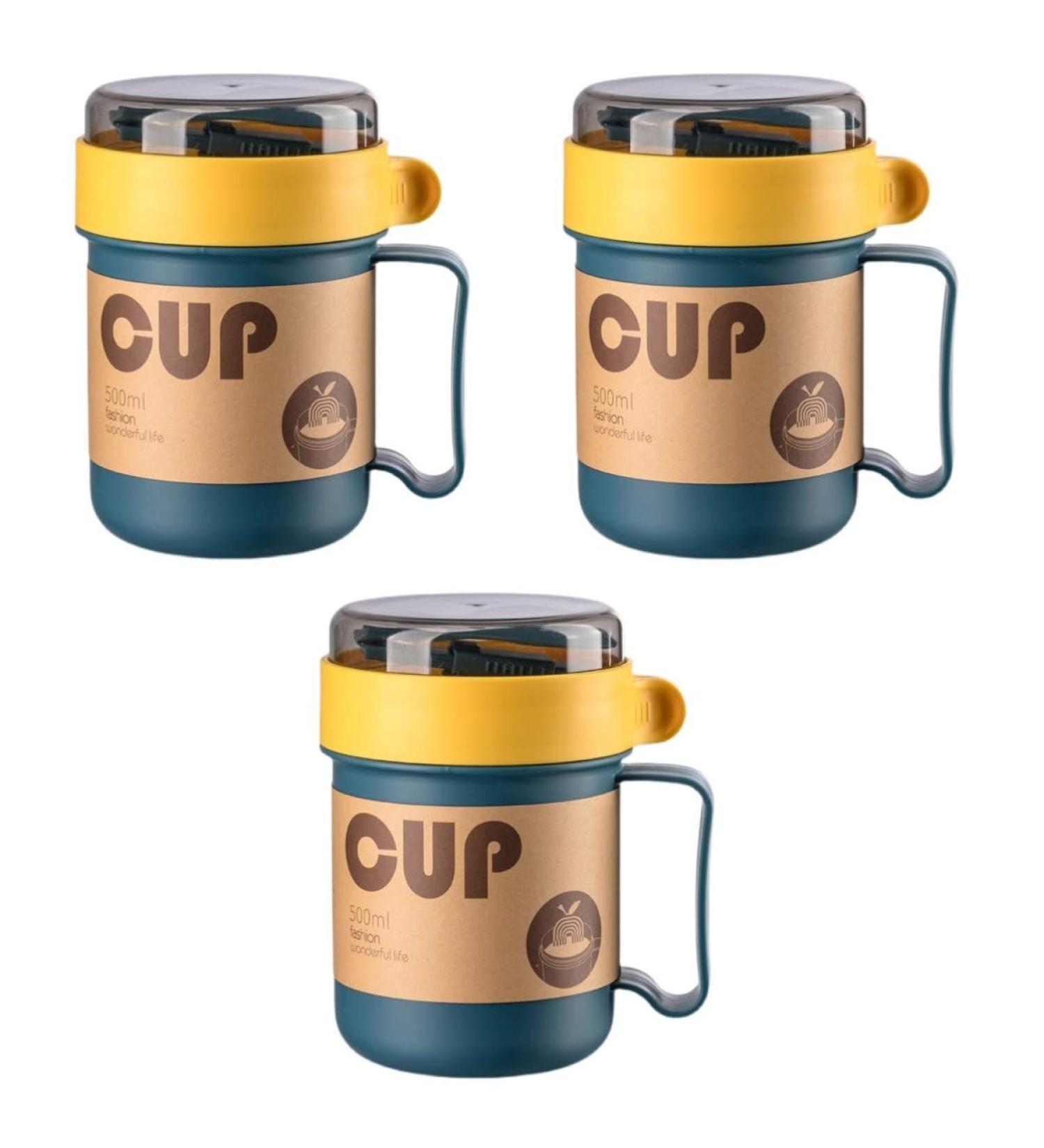 Veemoon 3 Pcs Soup Cup Breakfast Cup Vacuum Bento Lunch Bag Women Microwavable Cup Insulated Food Jar Portable Stainless Coffee Mug Sealing Milk Cup Pp Travel With Cover Microwave Oven Cup - Buy Online on GoSupps.com