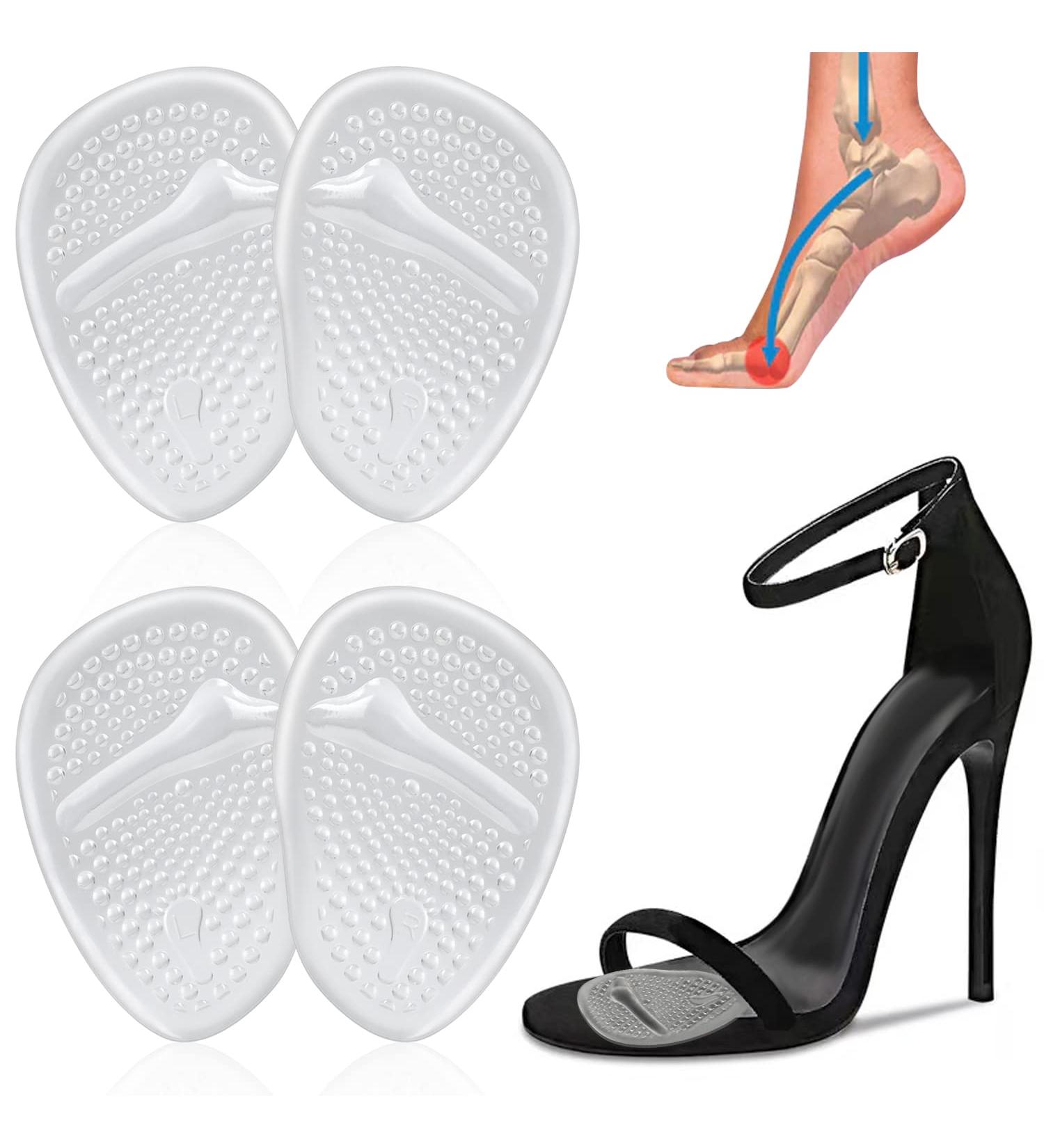 High Heel Inserts Cushion Pads - 2 Pairs for Men & Women | Stop Feet from Sliding Forward, Relieve Ball of Foot Pain | Reusable Metatarsal Pads - Clear - Buy Online on GoSupps.com