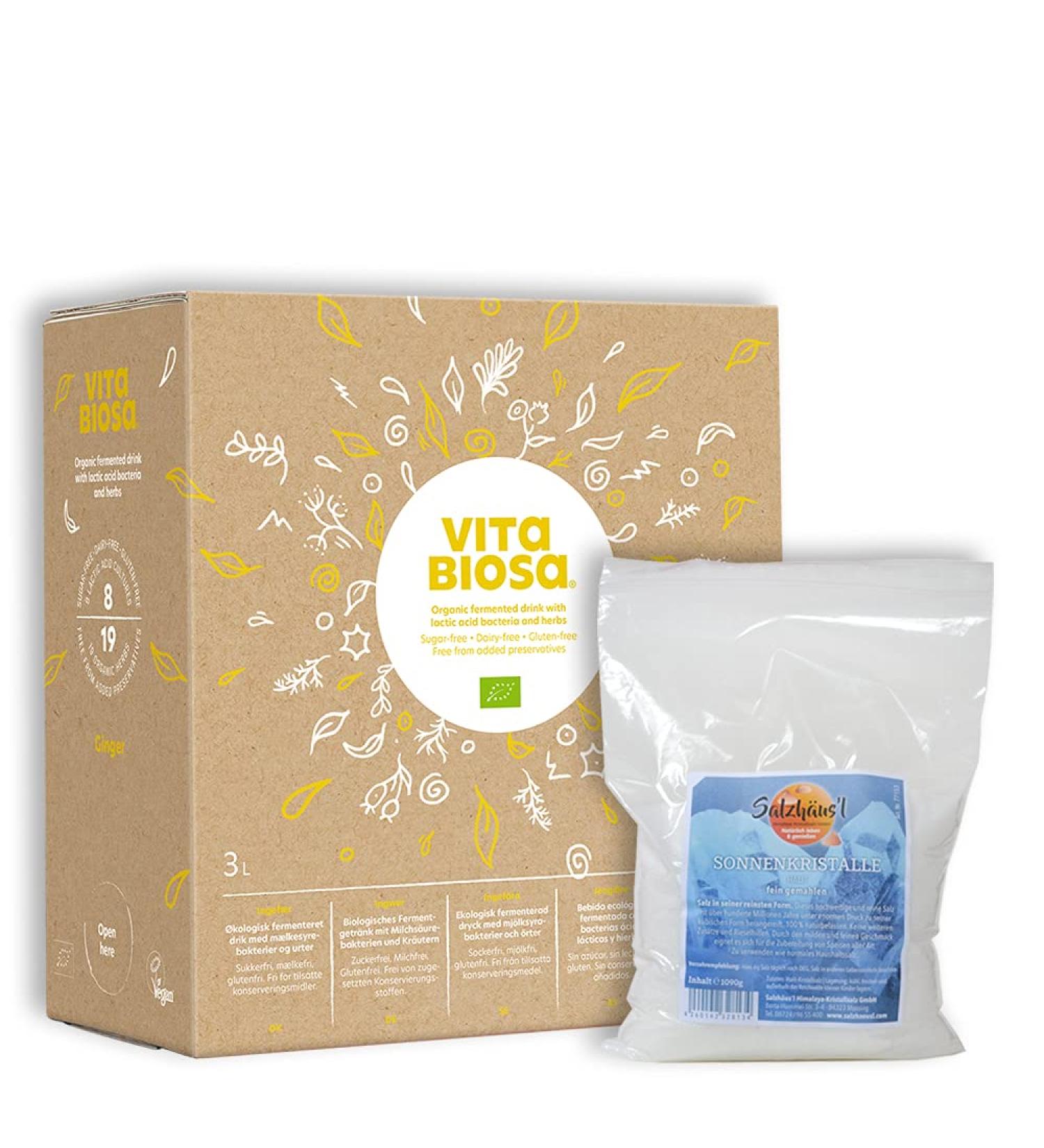 Vita Biosa Ginger Herbal Ferment Drink 3L Box + Free Crystal Salt Save 17.90 - International Shipping Available - Buy Online on GoSupps.com