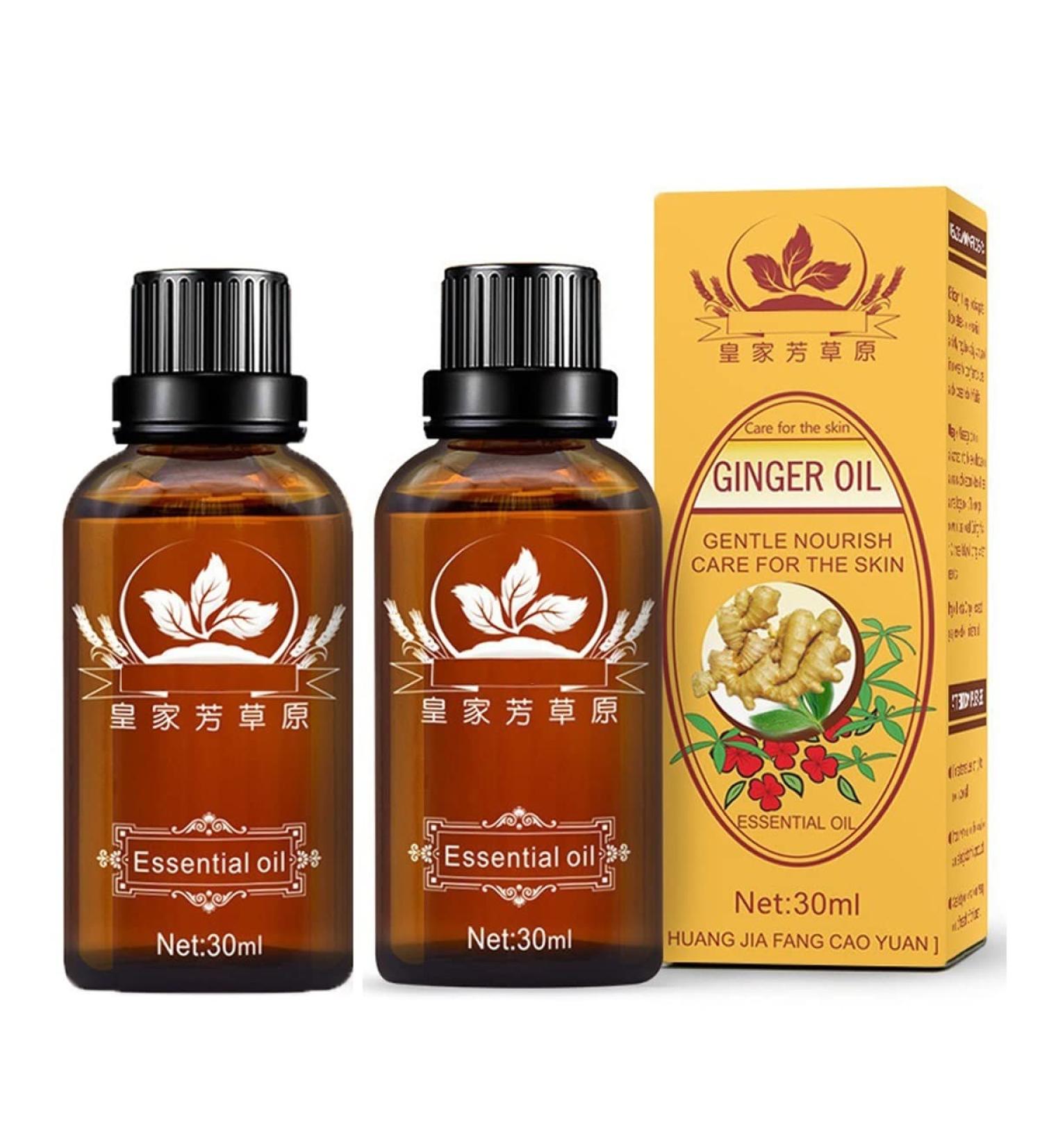 2 Pack Ginger Oil for Lymphatic Drainage - Vamotto Ginger Essential Oil for Swelling and Pain Relief - 30ML/Bottle - Buy Online on GoSupps.com