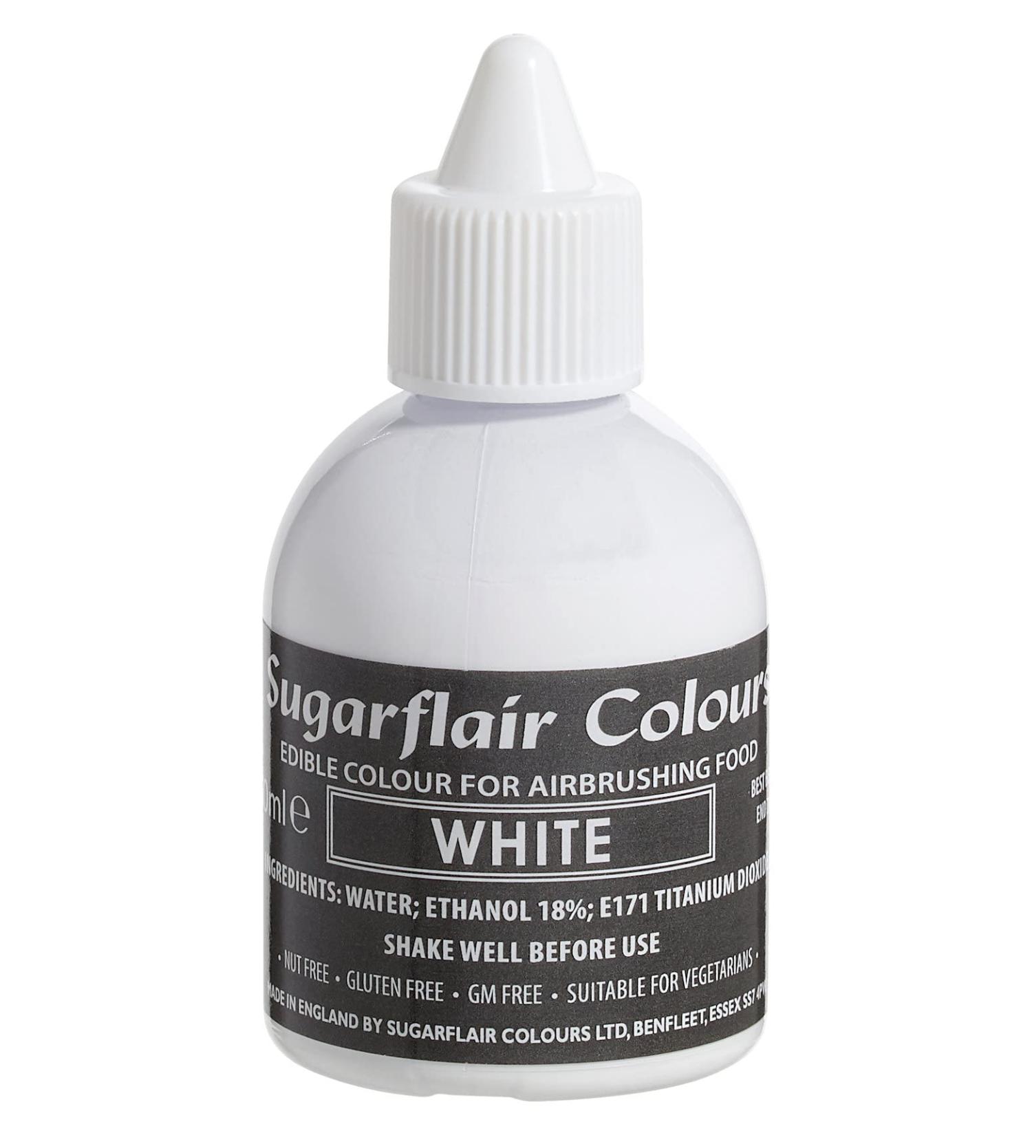 Sugarflair White Edible Airbrush Colour - Edible Food Colouring Airbrush Paint for Cakes Cupcakes Icing and Cake Decorations - 60ml