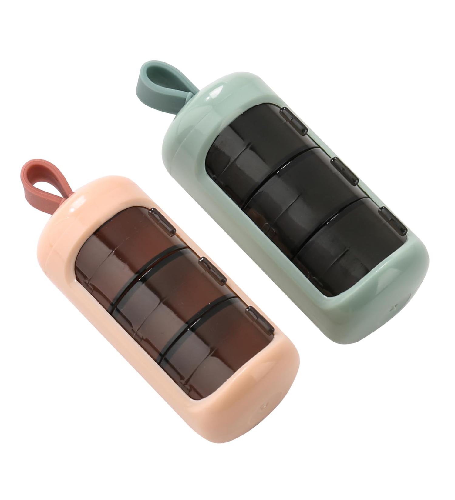 Tablet Box Pill Dose - Portable Vitamin Organizer with Tight Seal for Freshness | Green & Cherry Blossom Design - Buy Online on GoSupps.com