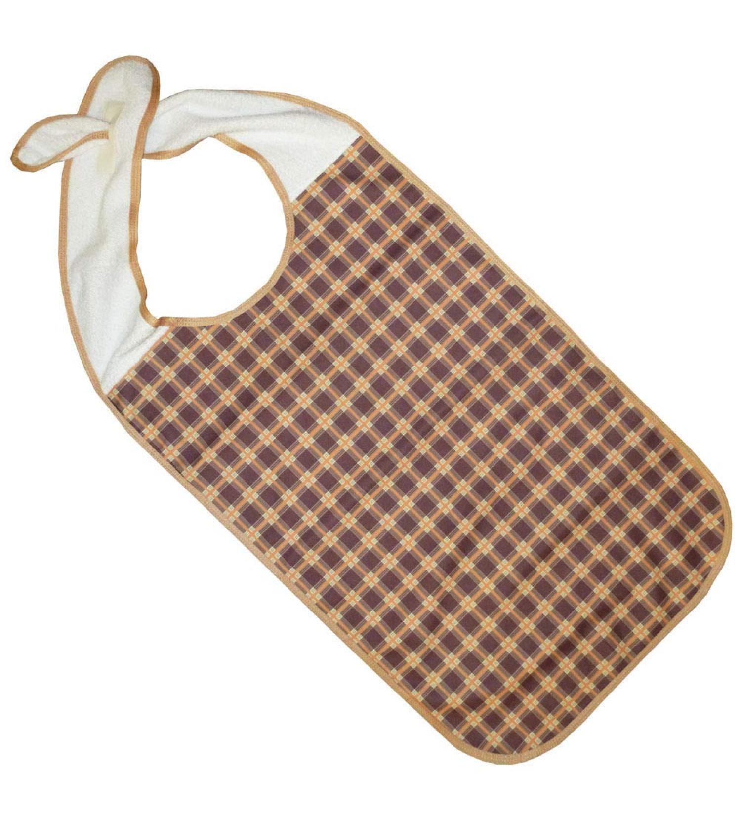 Adult Clothing Protector/Dining Apron/Bib with Snap Fastener Waterproof (Beige)