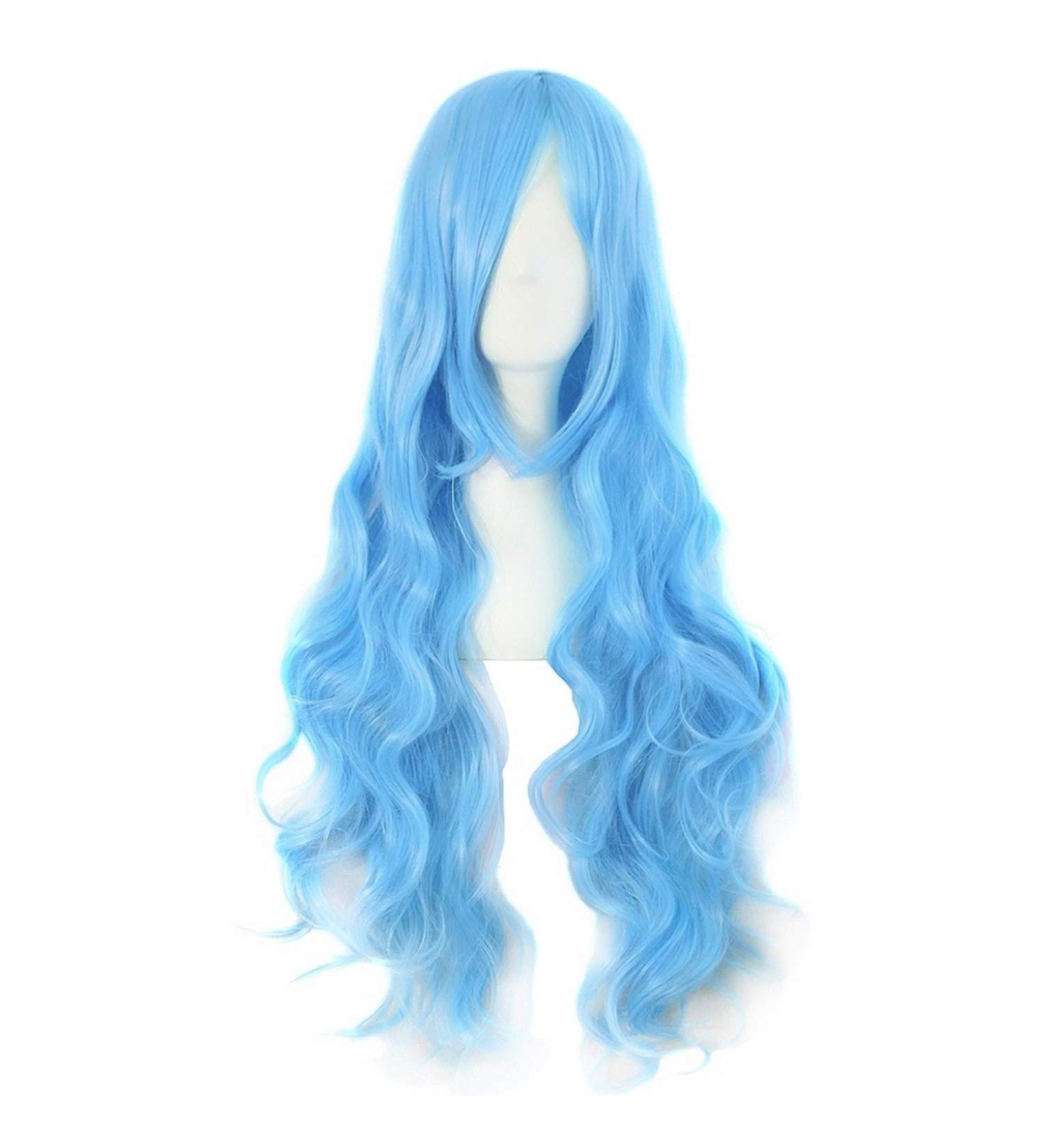 MapofBeauty 32 Long Spiral Curly Cosplay Wig - Azure Blue | International Shipping Available - Buy Online on GoSupps.com