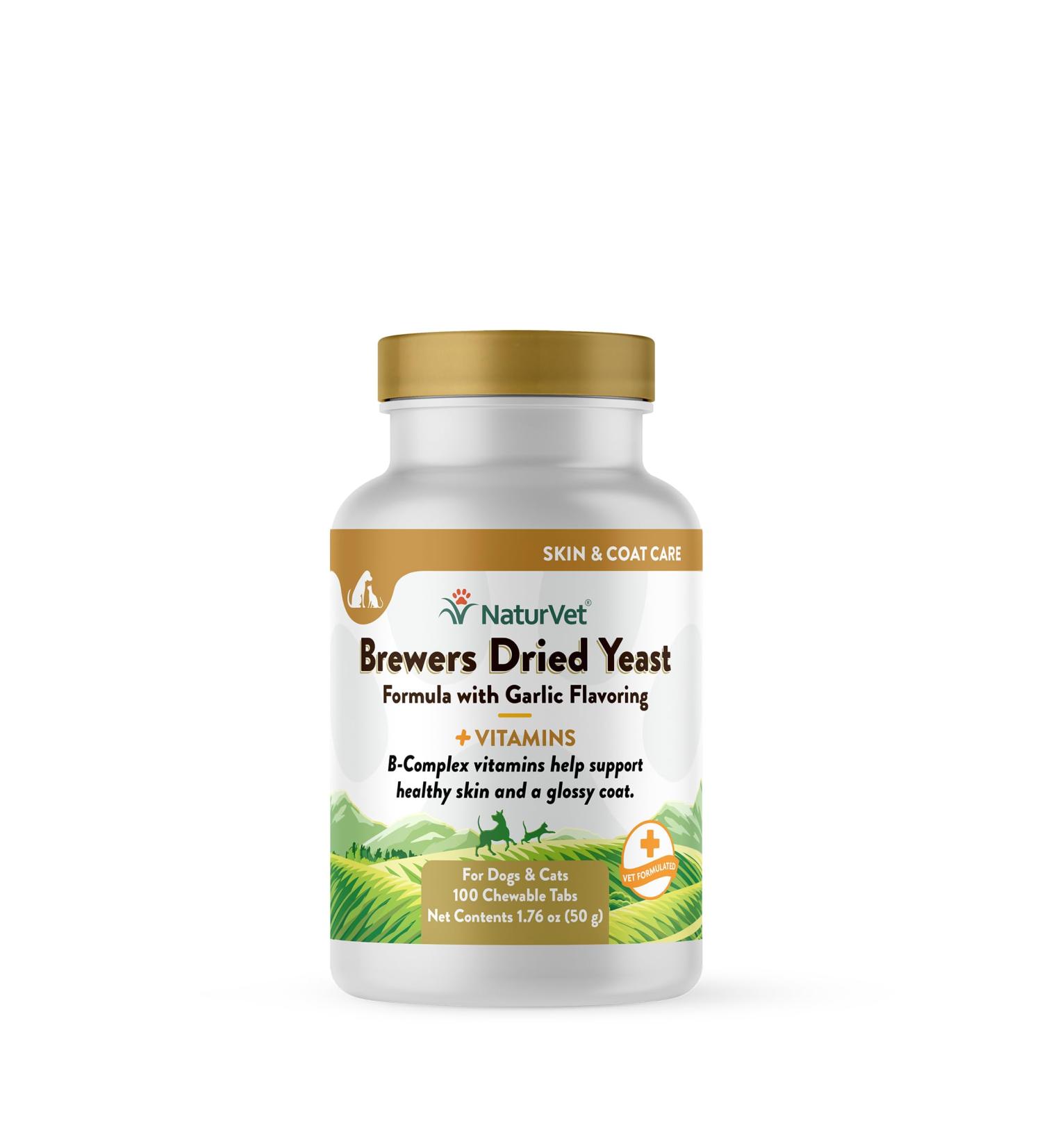 NaturVet Brewer Dried Yeast & Garlic Vitamins for Dogs & Cats - 100 Count | Premium Pet Supplements for Health - Buy Online on GoSupps.com