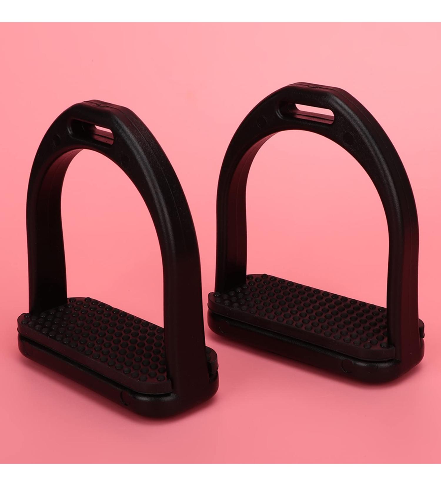 Buy Doact Iron Stirrups for Adults & Kids - Black Rubber & Plastic Medium Dressage Safety - Perfect for Young Equestrians - Buy Online on GoSupps.com