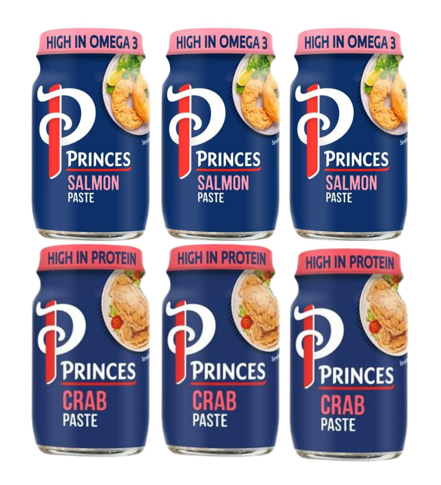 Sandwich Paste Bundle with Princes Crab Paste 75g x3 and Salmon Paste 75g x3 (6 Pack) - Buy Online on GoSupps.com
