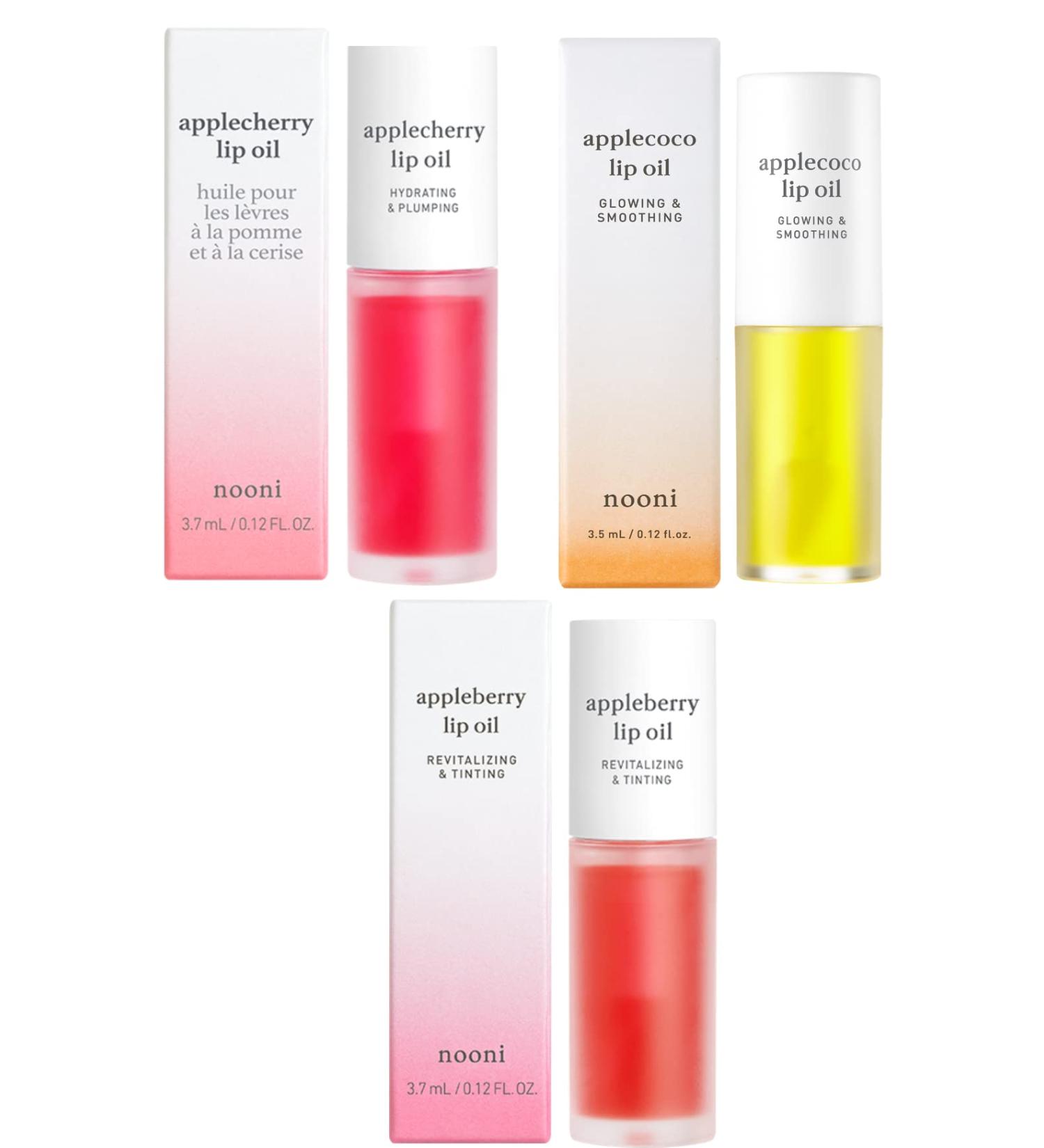 Nooni Korean Lip Oil Bundle - Applecherry, Appleberry, Applecoco 0.12 Fl Oz - 3 Pack - Buy Online on GoSupps.com