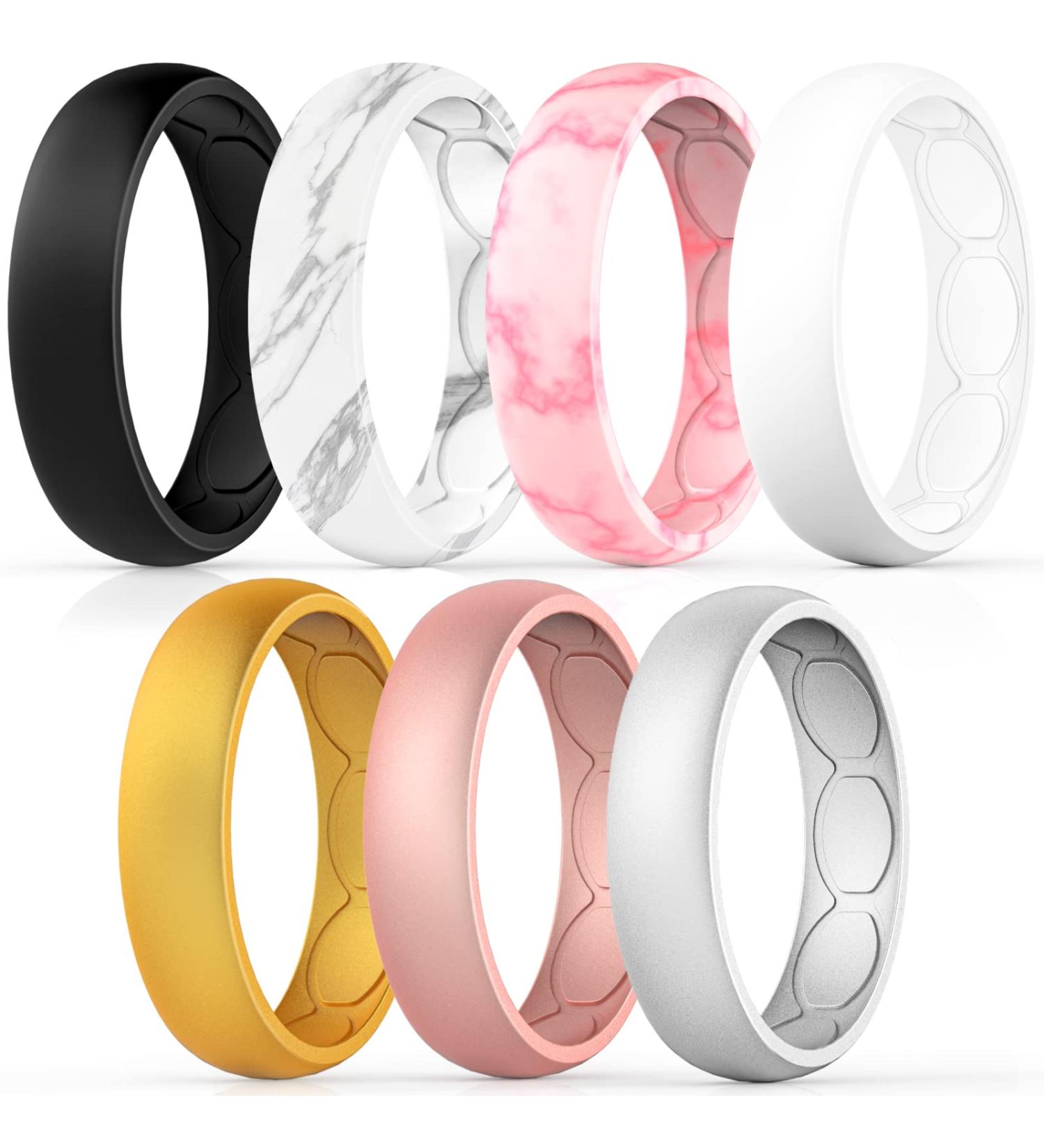 Forthee Women's 5.7mm Silicone Wedding Ring | Durable & Breathable Rubber Band in Various Colors | Comfortable Fit & Skin Safe | Size 7 (17.3mm) - Buy Online on GoSupps.com