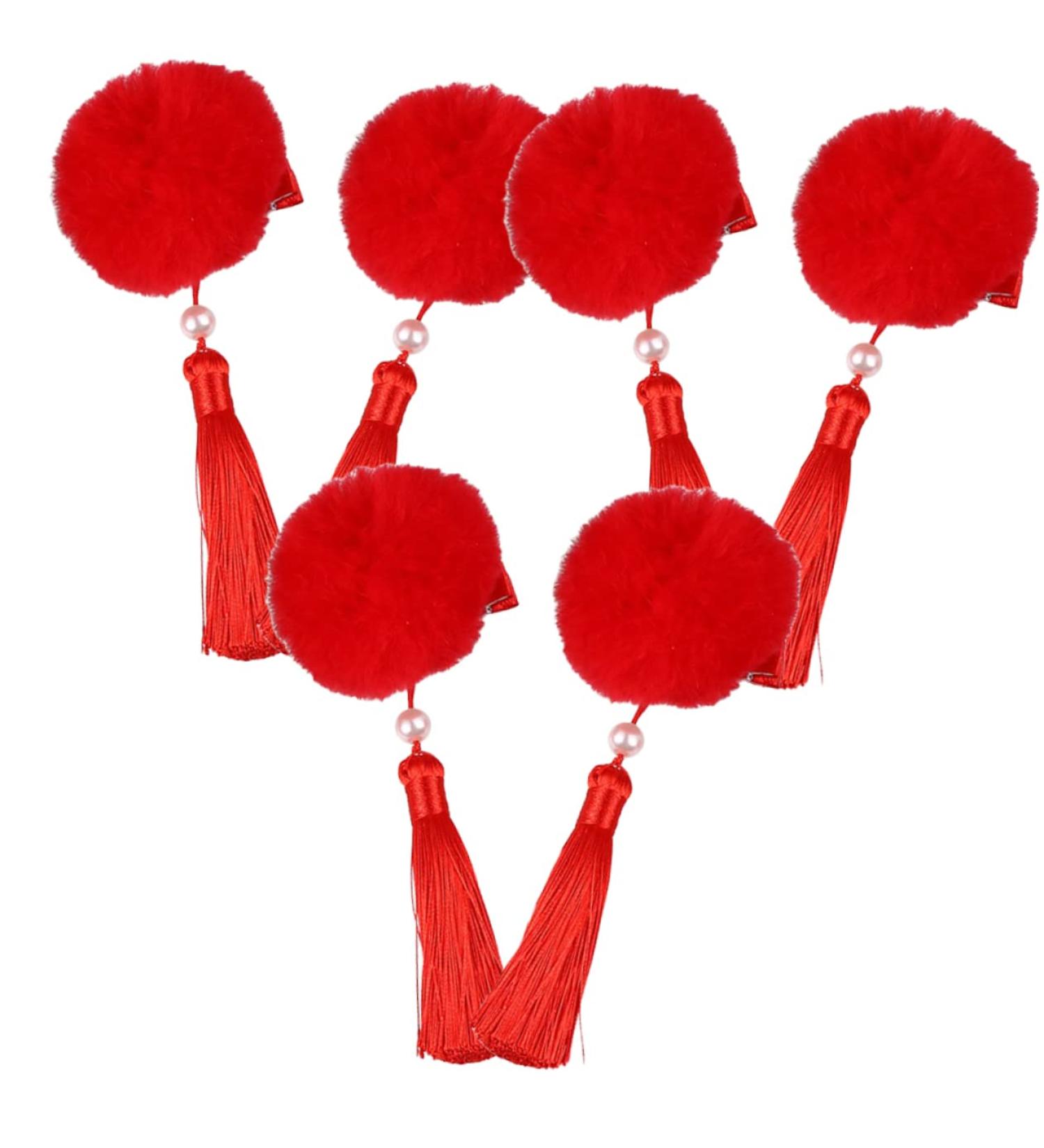 Beaupretty 3 Pairs Tassel Hair Ball Hair Clip Baby Tiara Chinese New Year Hairpins Kids Hair Clips for Girls Chinese Style Barrettes Child Artificial Fur Issue Card Red Princess - Buy Online on GoSupps.com