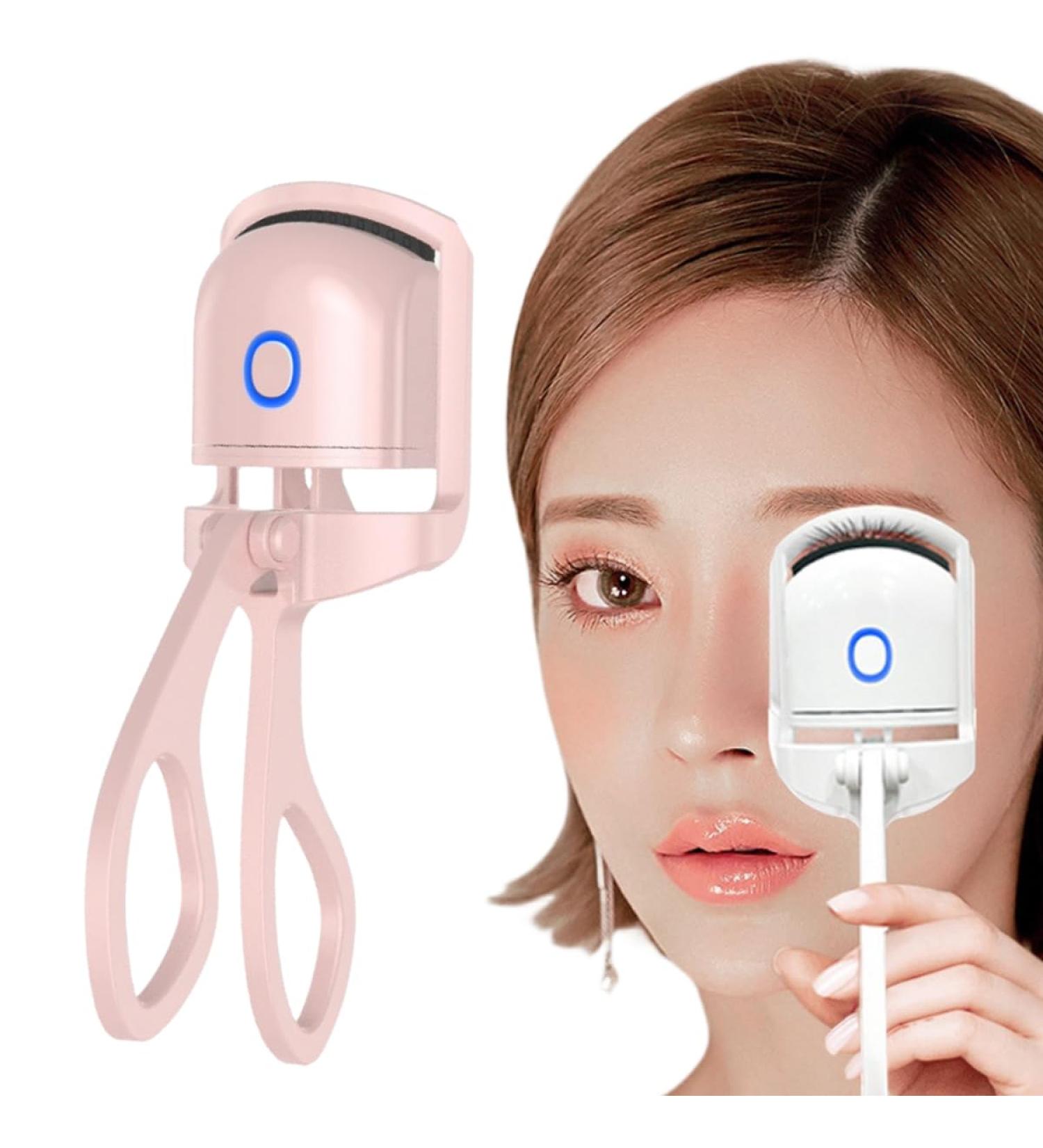 Portable Electric Eyelash Curler - Mini Thermal Curler with Temperature Detection & Rechargeable Design - Long Lasting Styling in White/Pink - Buy Online on GoSupps.com