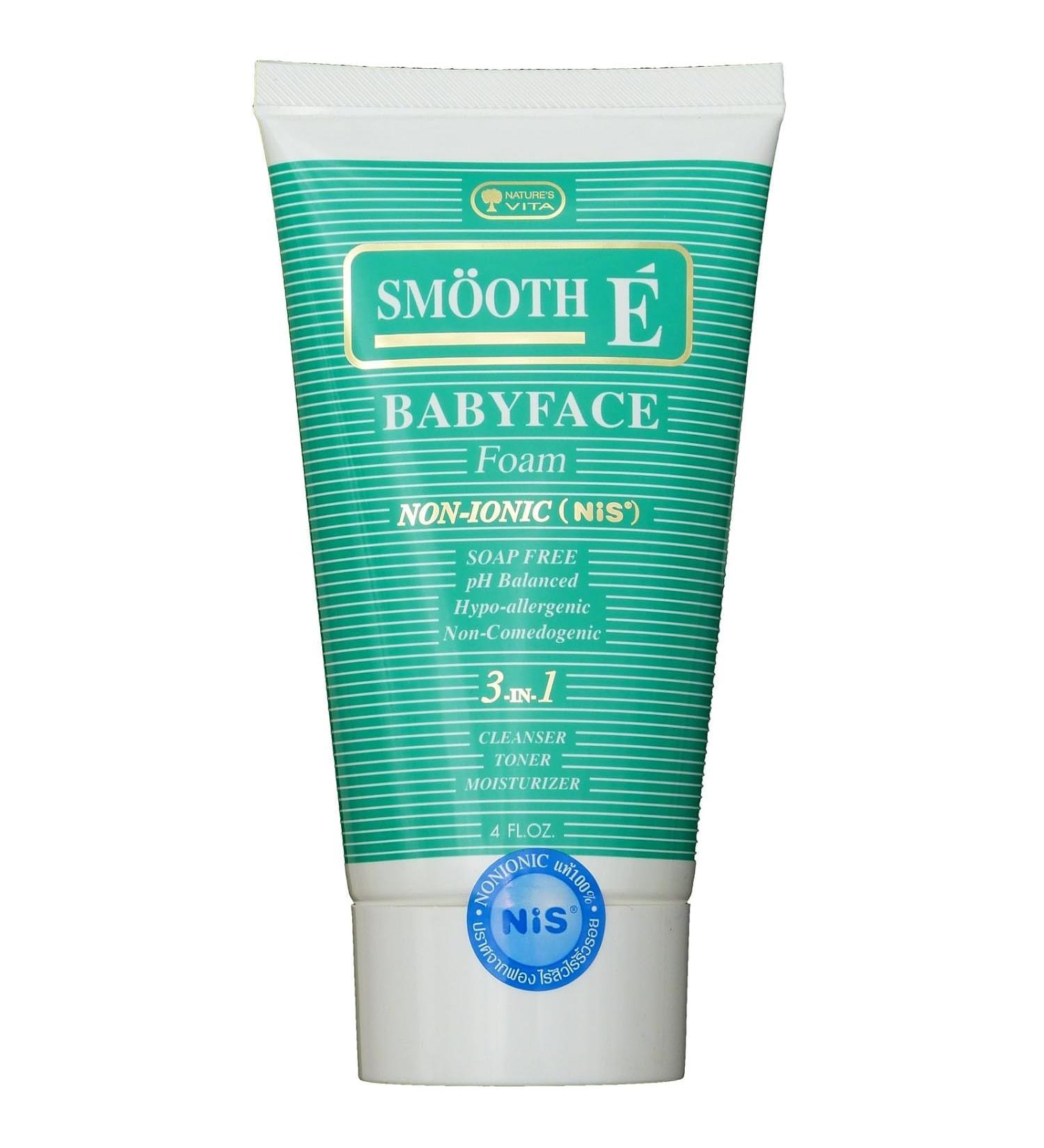 Smooth E Babyface Foam Cleanser 4.0 Fl Oz - Non-Ionic Facial Cleansing for All Skin Types | International Shipping Available - Buy Online on GoSupps.com