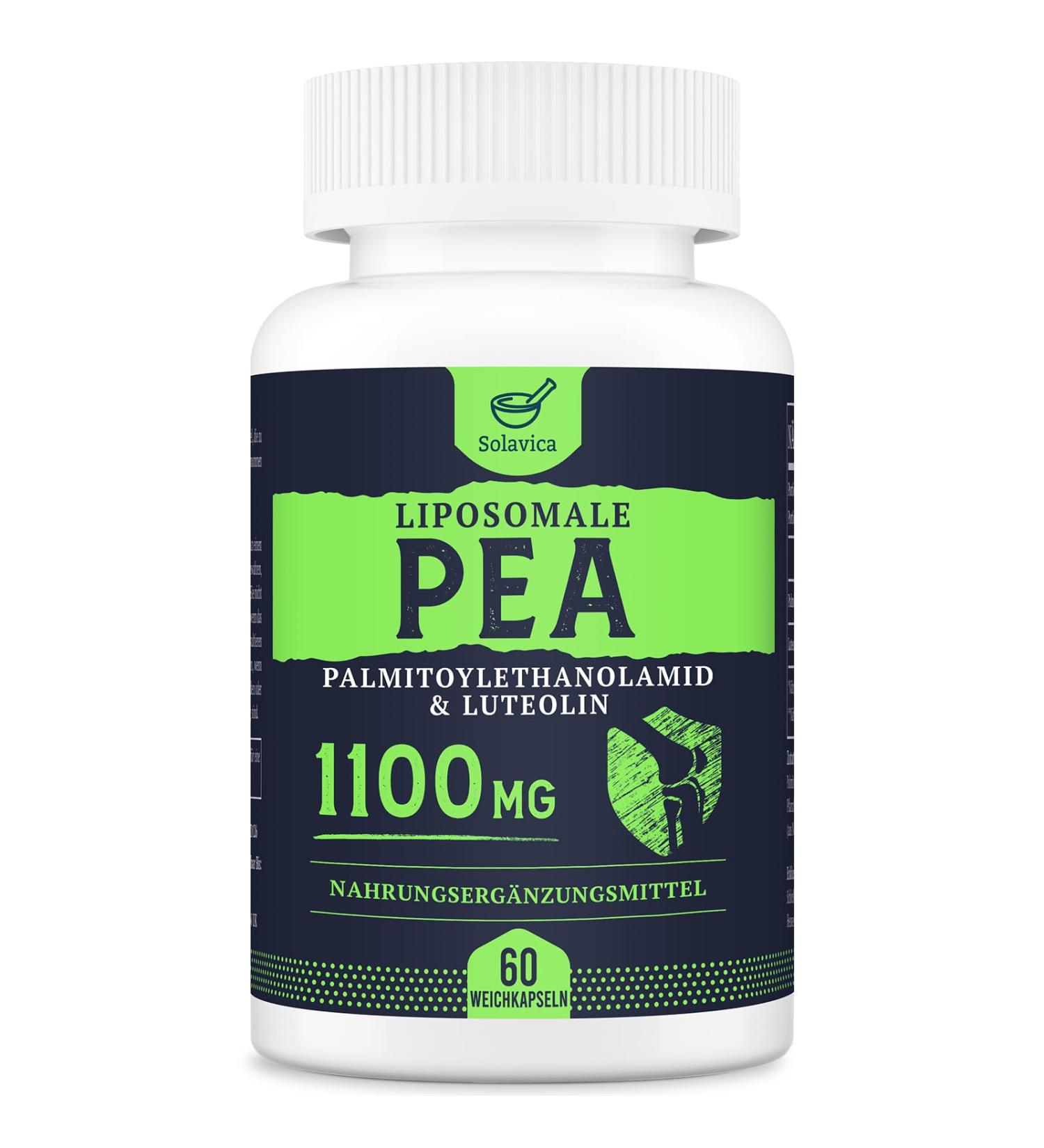 Palmitoylethanolamide (PEA) Liposome 1100mg with Luteolin Micronized PEA - High Purity Super Absorption and Optimum Effectiveness 60 Softgels - Buy Online on GoSupps.com