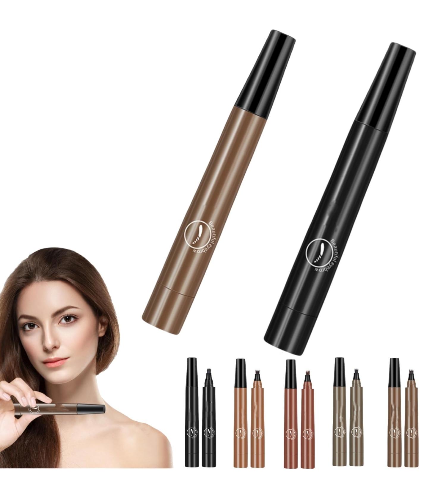 Cohbskj Glowly Secret Eyebrow Pen Unique Quad Eyebrow Pencil Quad Forked Liquid Eyebrow Pencil Long-Lasting Waterproof Microblading Eyebrow Pen (2PCS-C) - Buy Online on GoSupps.com