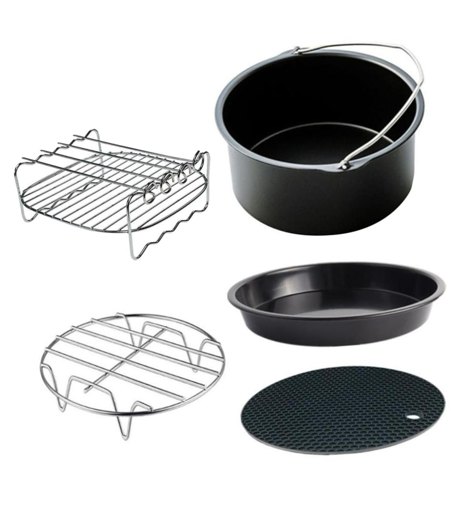 Cabilock 1set Air Fryer Accessories BBQ Rack Air Fryer Pot Accessories Baking Rack Cake Rack Stainless 5pcs - Buy Online on GoSupps.com