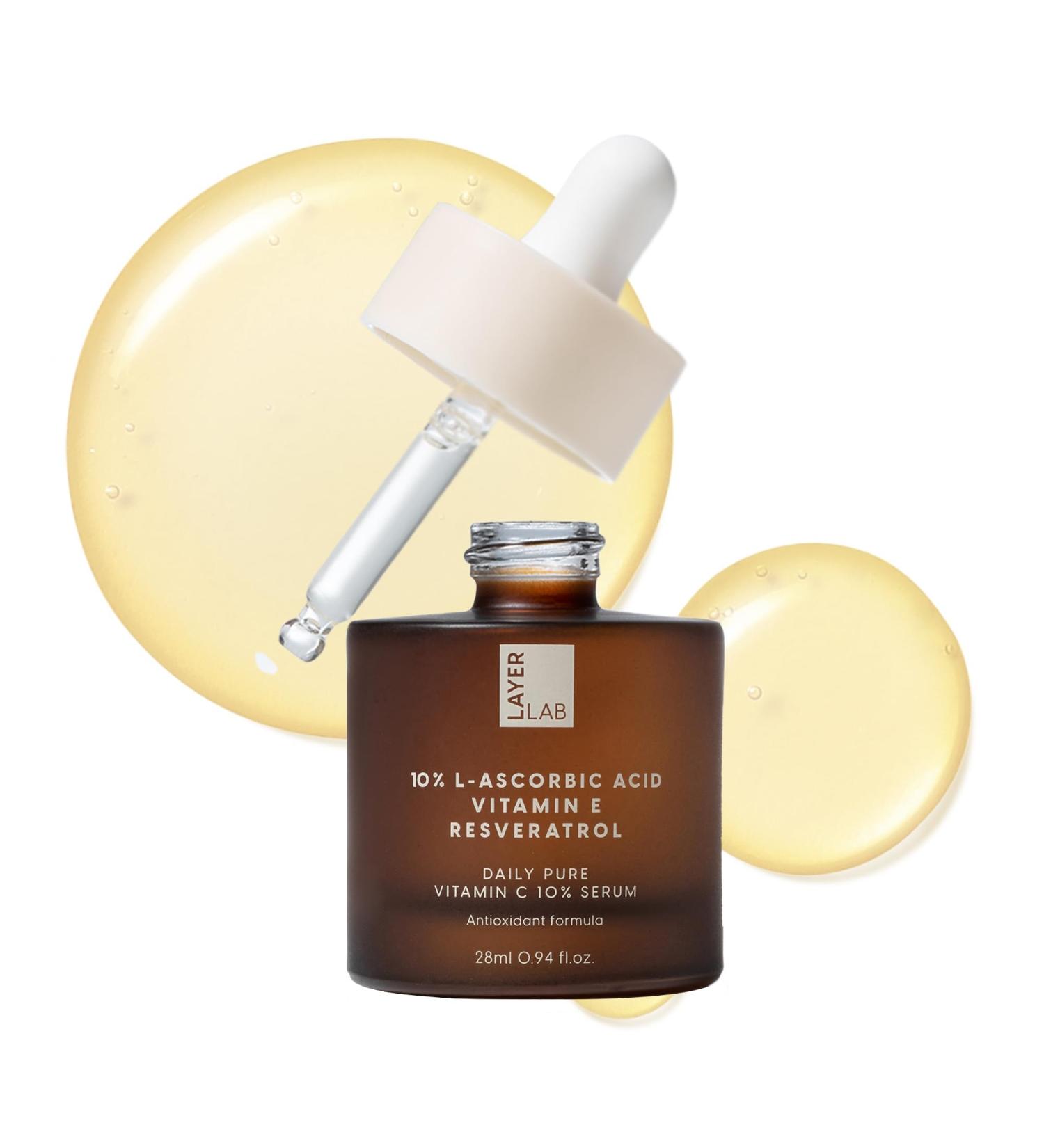 LAYERLAB 10% Vitamin C Radiance Serum with Resveratrol & Vitamin E | Potent Antioxidant Formula for a Visibly Brighter, Even-Looking Complexion | Hydrating K-Beauty Skincare (0.94 fl oz) - Buy Online on GoSupps.com