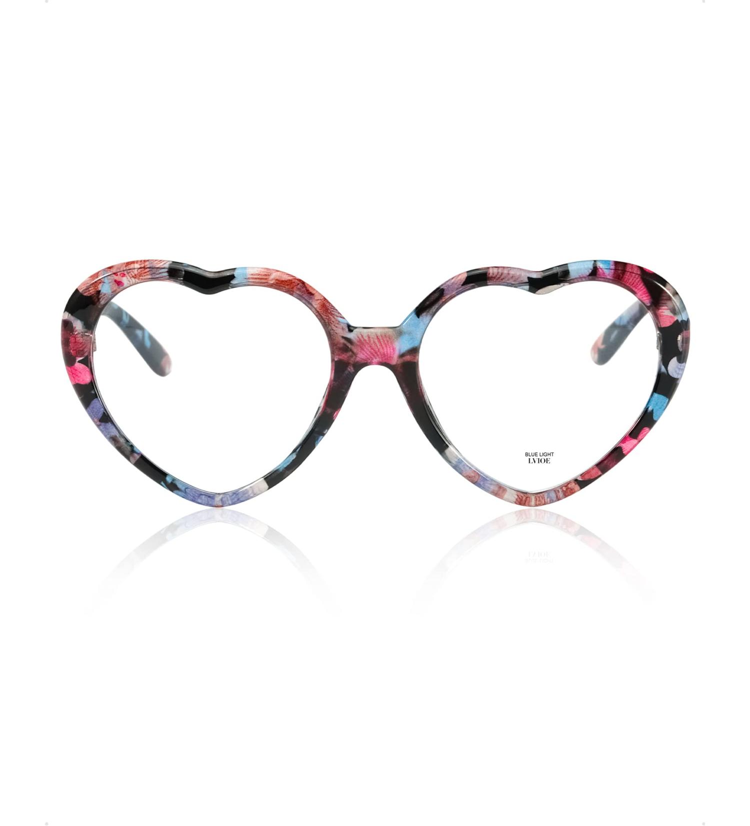 LVIOE Heart Blue Light Blocking Glasses for Women - Stylish UV Filter Fake Glasses - LB960 A04 Black Ink - Buy Online on GoSupps.com