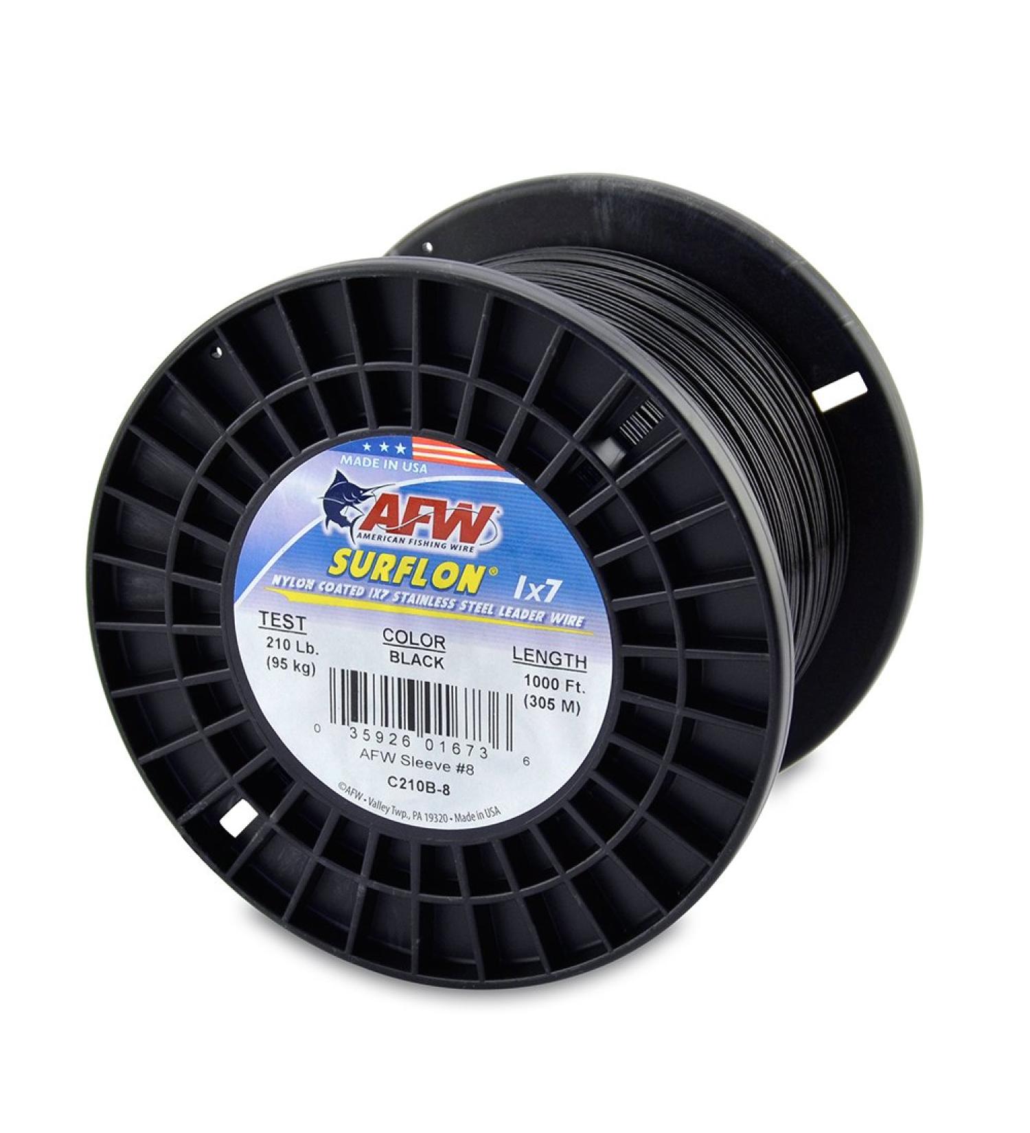 American Fishing Wire Surflon Nylon Coated 1x7 Stainless Steel Leader Wire Black 30 Feet, 90 Pound Test