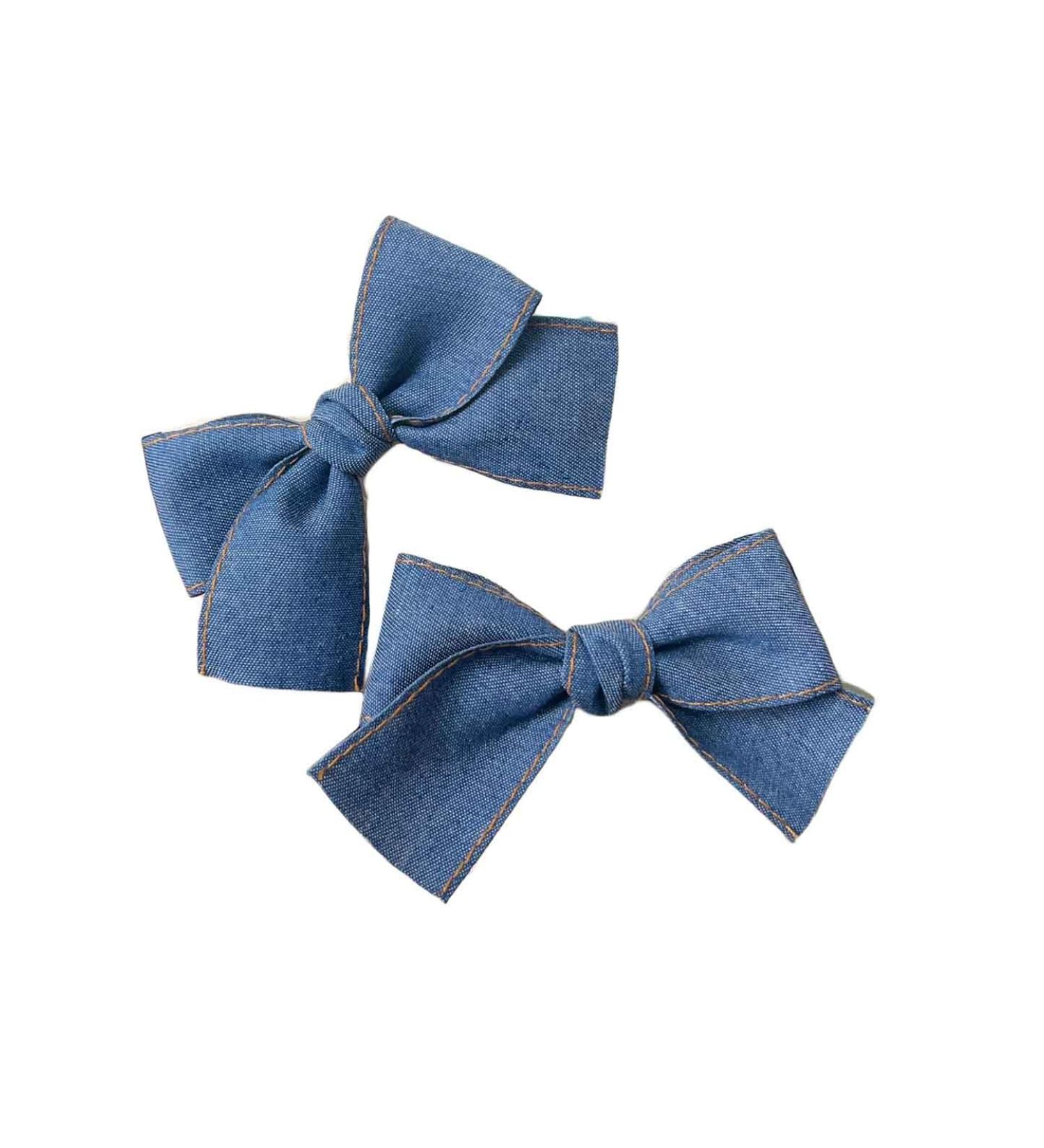 BBTDIN Blue Denim Hair Clip Pin Bow Girls Blue Jeans HairClip Girls Large Bows HairPin BW01 (Set H) - Buy Online on GoSupps.com