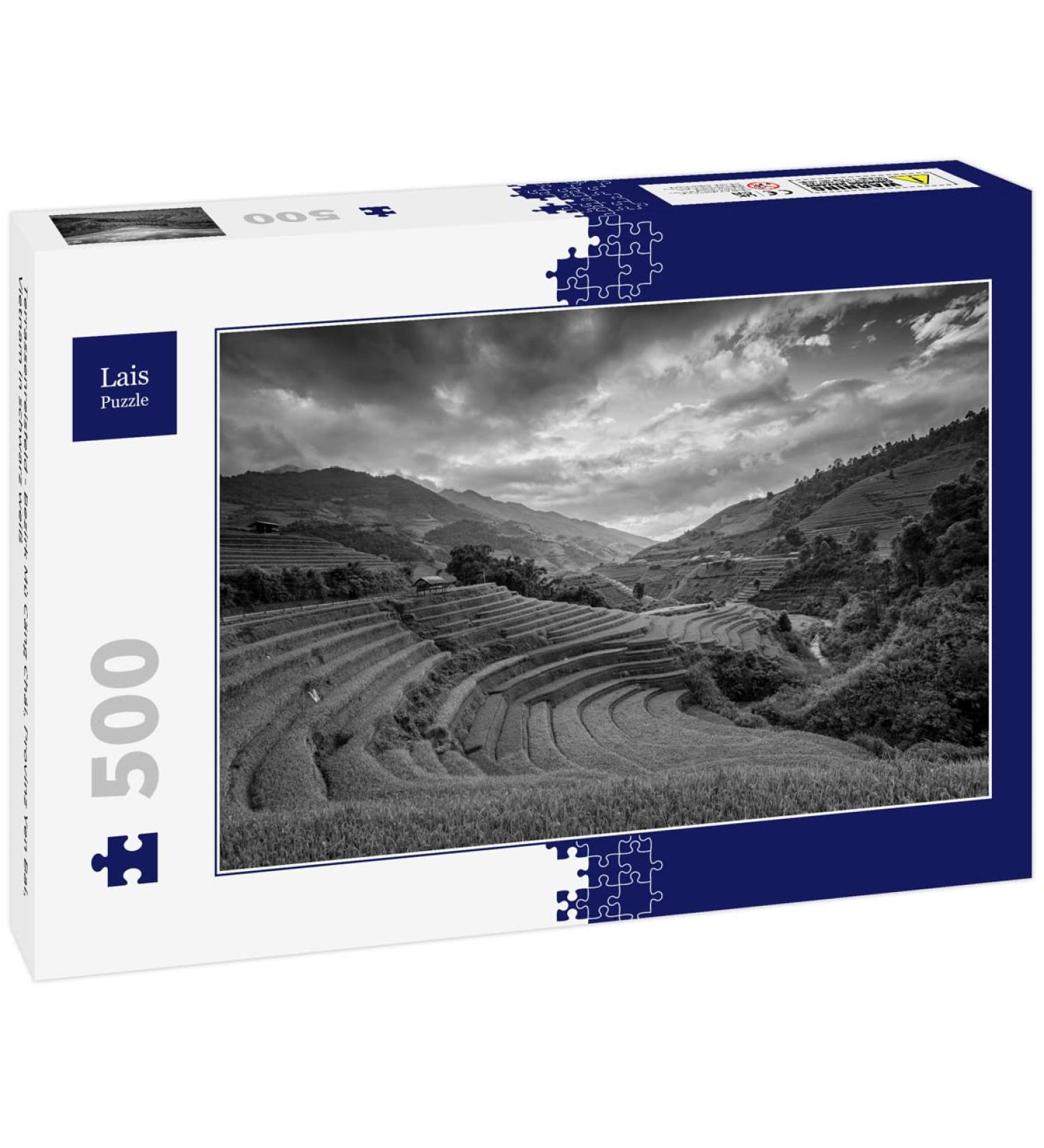 Lais Puzzle Terraced Rice Field - M C ng Ch i District Yen Bai Province Vietnam in black and white 500 pieces - Buy Online on GoSupps.com