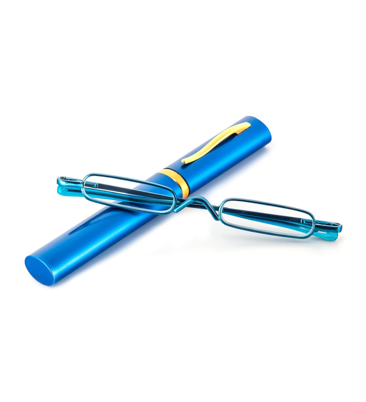 KoKoBin Mini Slim Reading Glasses - Spring Hinge Metal Unisex Visual Aid with Case (Blue +3.0) - International Shipping Available - Buy Online on GoSupps.com