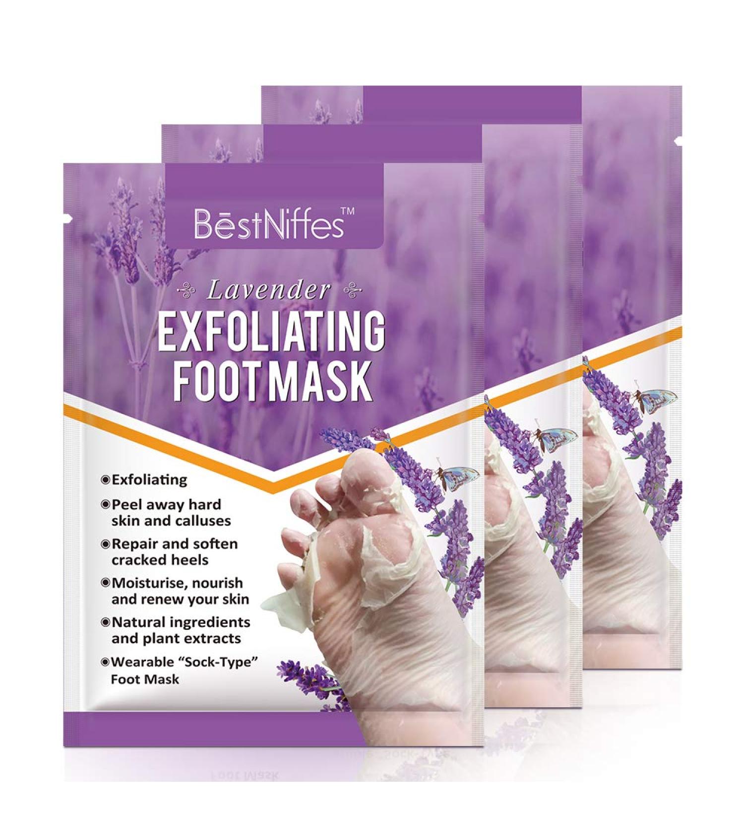 Foot Mask - Natural Exfoliator for Dry Dead Skin, Callus, Rough Heels - Lavender Scent - Men & Women - Buy Online on GoSupps.com