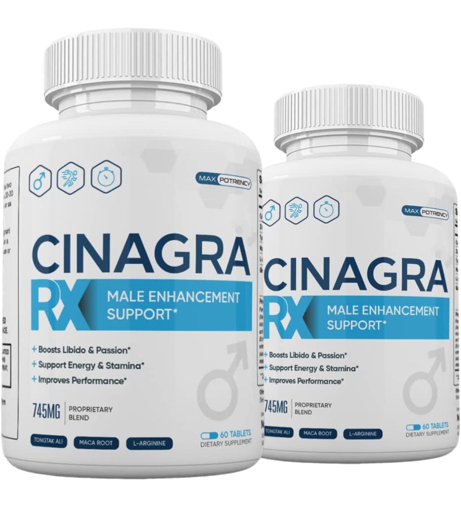 (2 Pack) Cinagra RX Pills for Men Cinagra RX Supplement Advanced Formula 120 Count