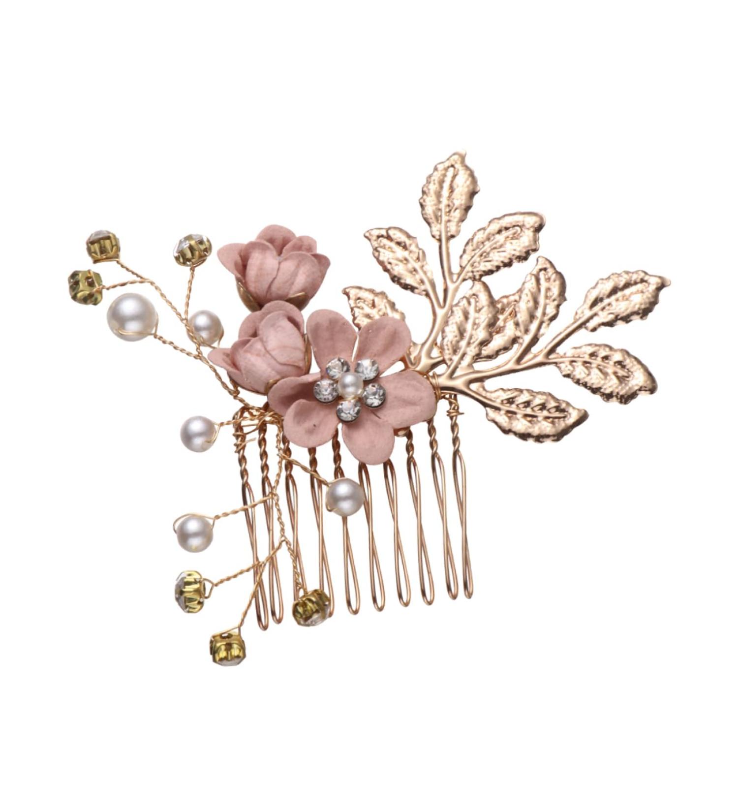 Ipetboom Pearl Hair Comb Wedding Crystal Hair Comb Flower Hair Accessories Veil Hair Comb Wedding Hair Comb Hair Side Comb Rhinestone Headpiece Crystal Headpiece Bride The Flowers Hairpin - Buy Online on GoSupps.com