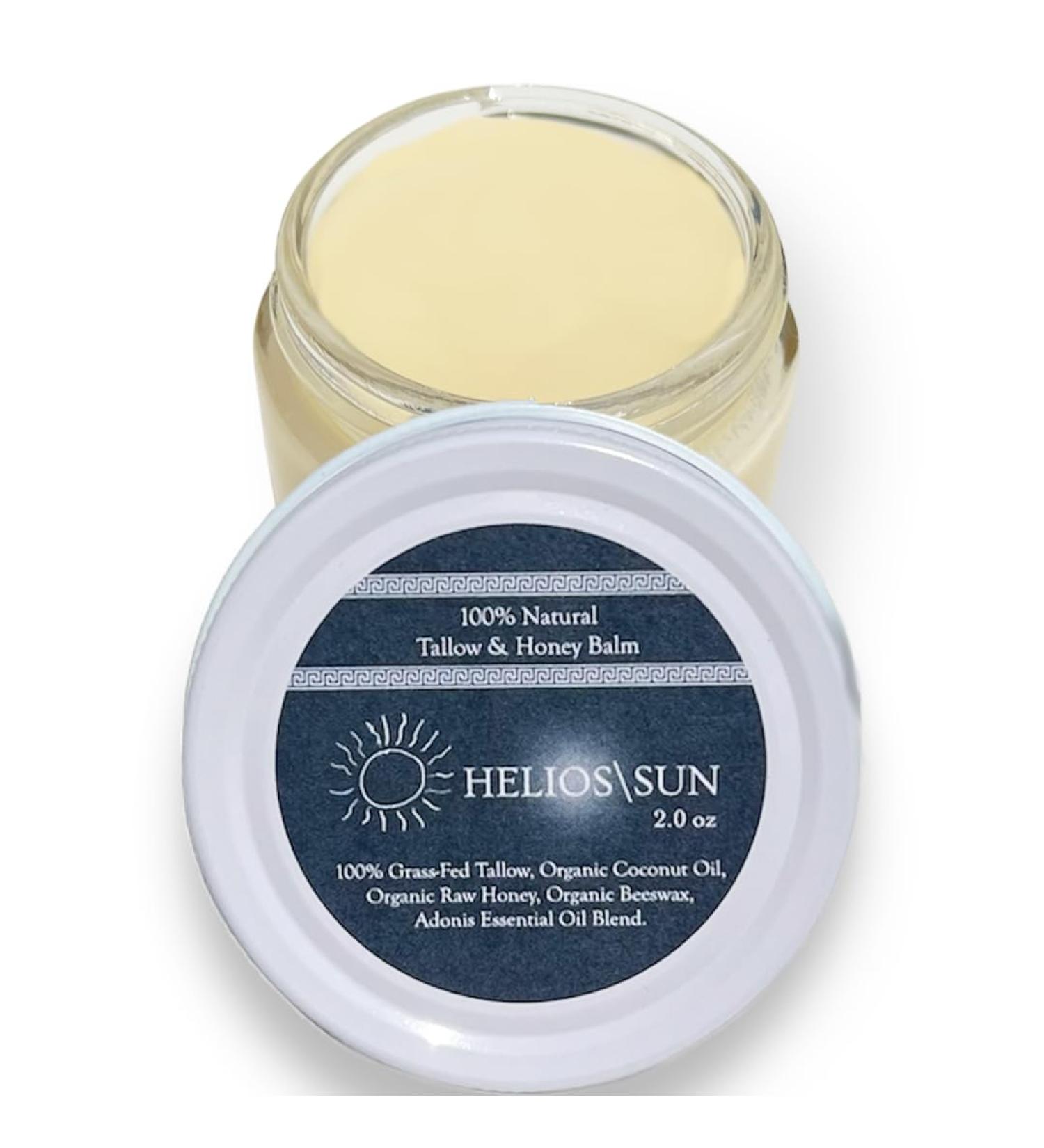 Tallow & Raw Honey Balm - Organic 100% Grass Fed Moisturizer | 2 oz Face & Body Balm with Vitamins A K D E & Antioxidants - HELIOSSUN - Buy Online on GoSupps.com