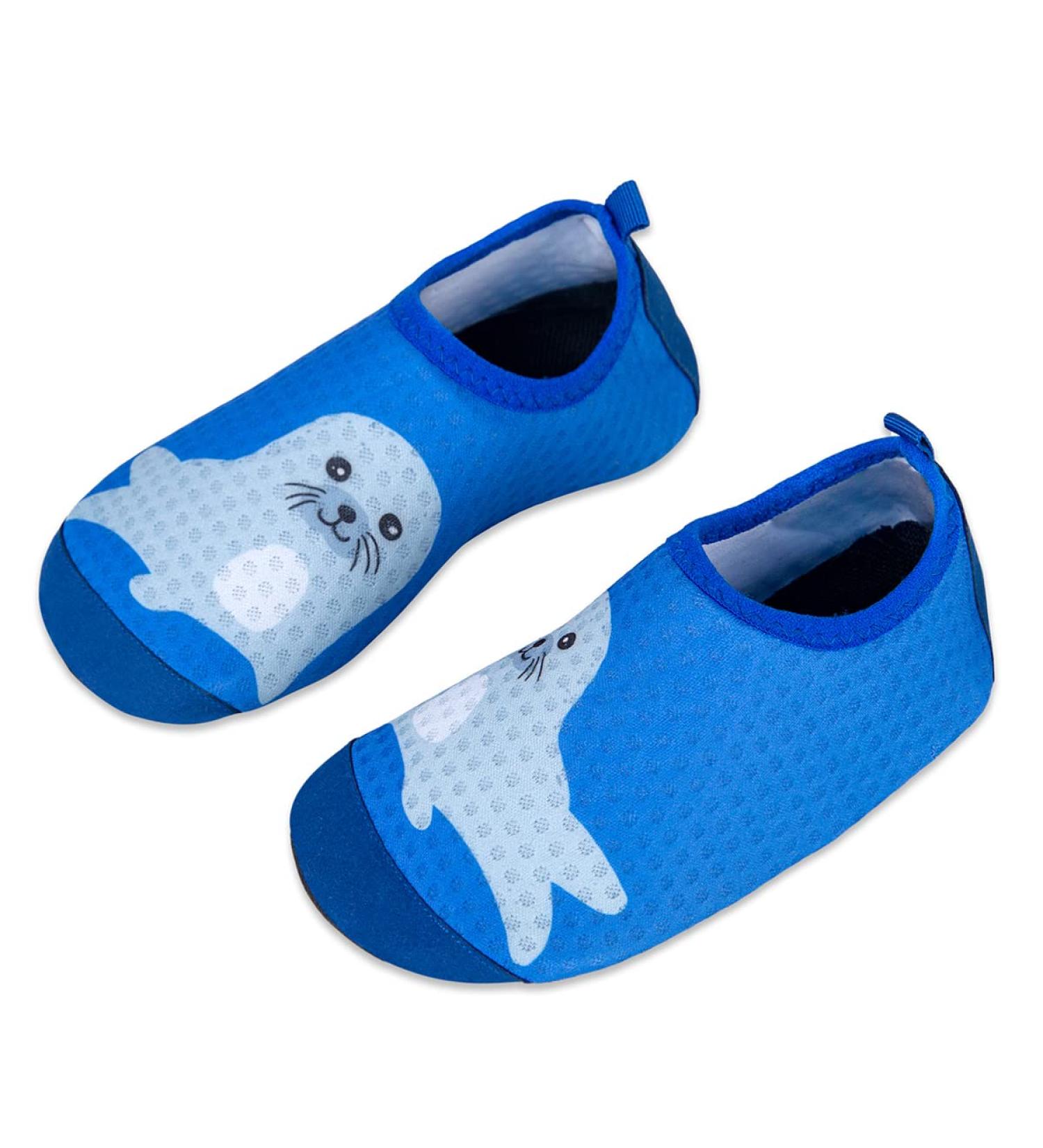 Kids Beach Swim Shoes - Non-Slip Quick Dry Aqua Socks for Boys and Girls | Little Seal Blue - Size 10.5/11 UK Child - Buy Online on GoSupps.com