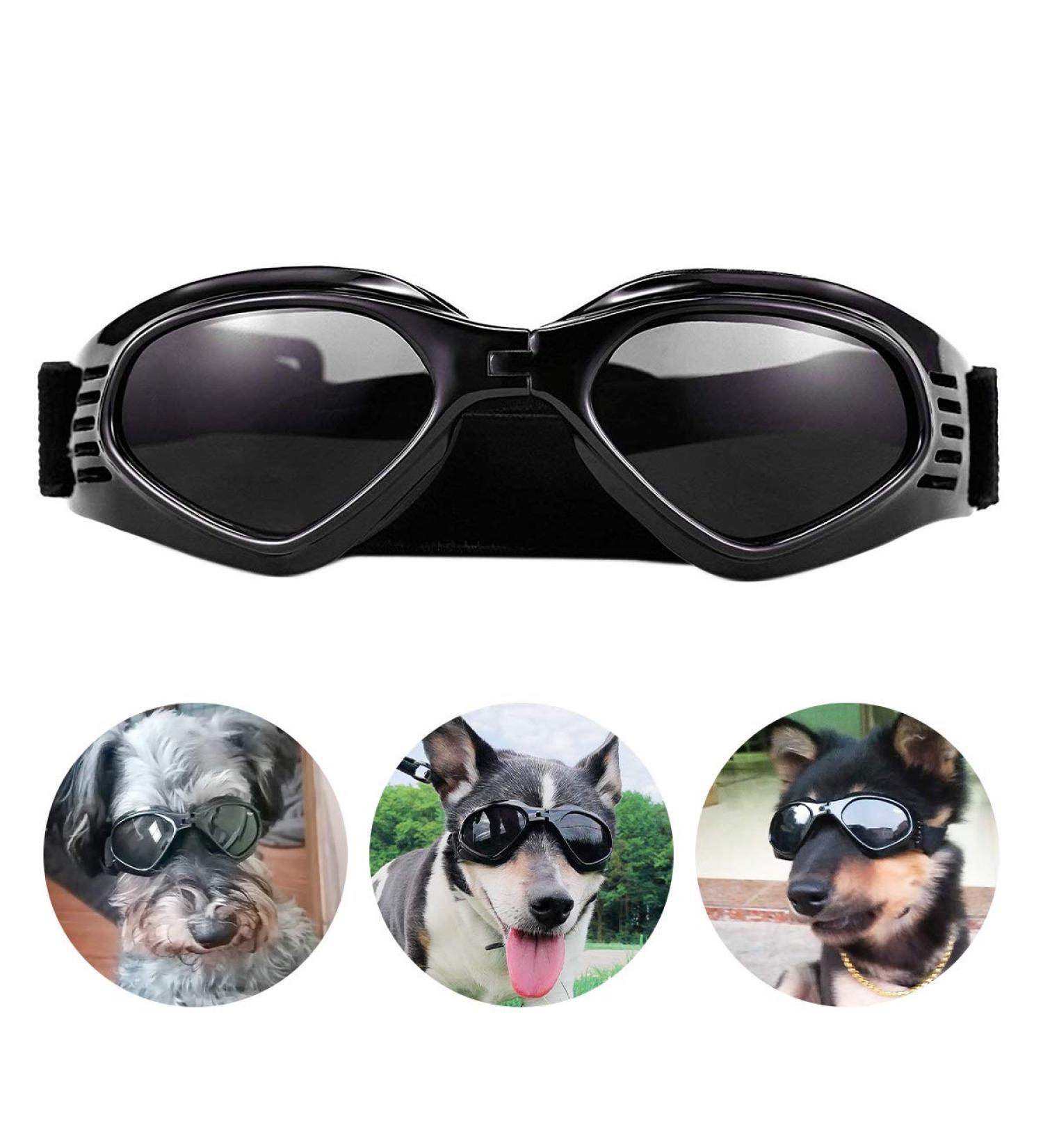 Pedomus Adjustable UV Sunglasses for Small & Medium Dogs - Waterproof Protection in Black - Buy Online on GoSupps.com