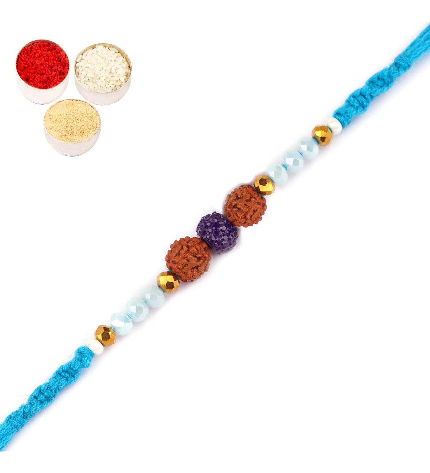 Ghasitaram Gifts Rakhi for Brother Rakhis Online -1907- Rudraksh Rakhi Rakhi Only - Buy Online on GoSupps.com