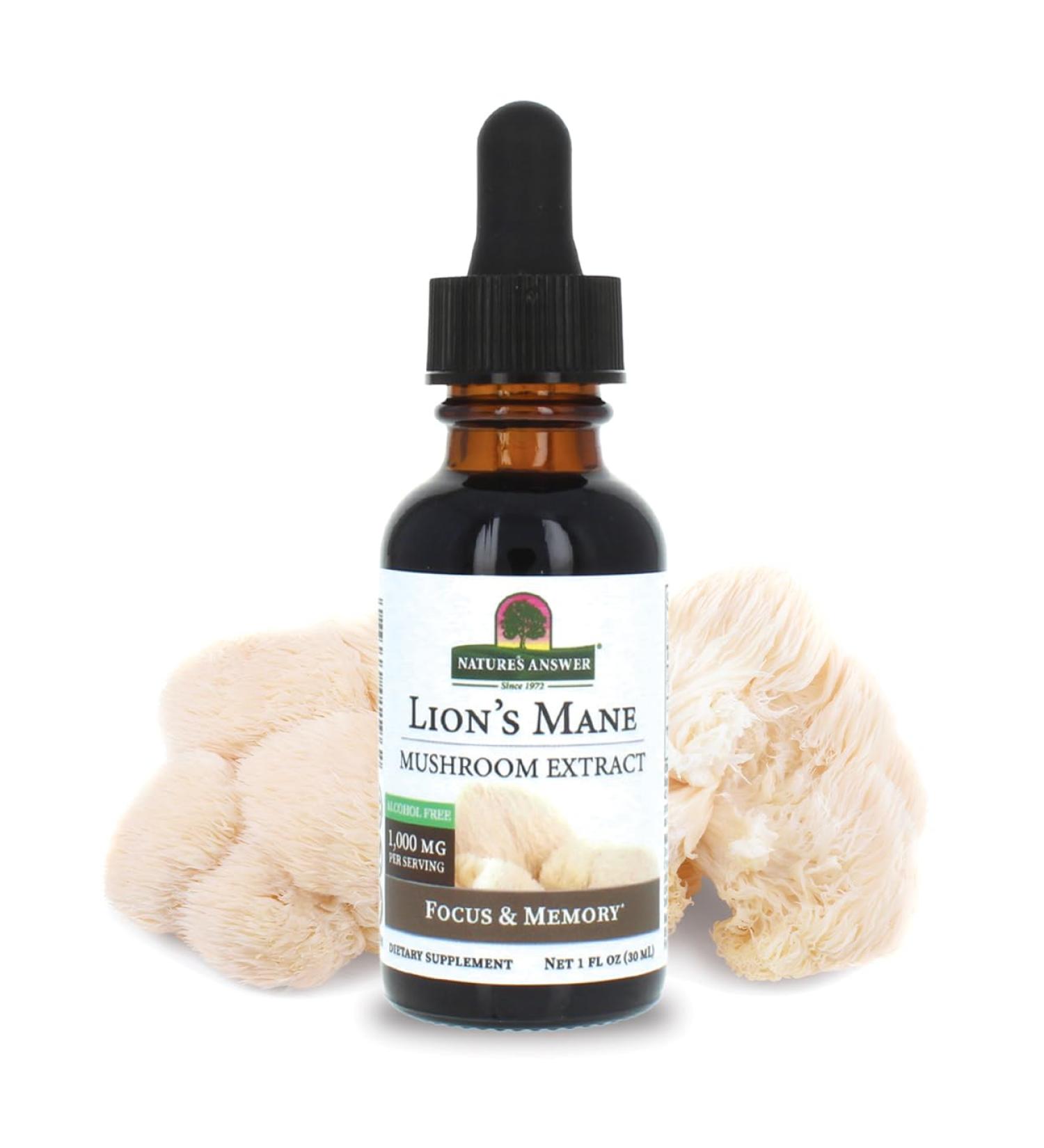 Nature's Answer Lion's Mane Mushroom Extract Alcohol Free 1 fl oz (30 ml) - Buy Online on GoSupps.com