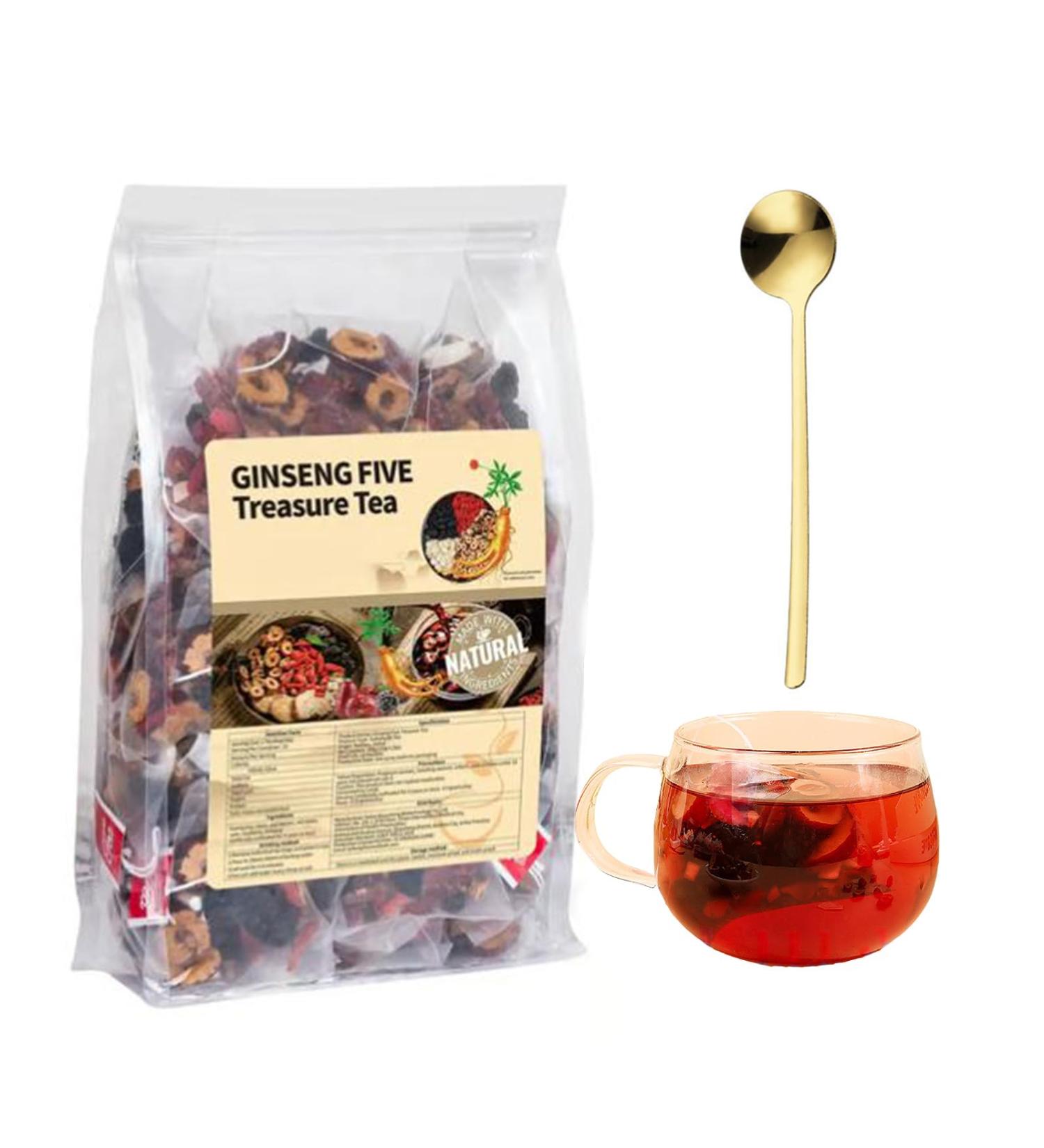 Ginseng Five Treasure Tea Ginseng & Mulberry Herbal Tea Kidney Teas Formula for Men and Women - Buy Online on GoSupps.com